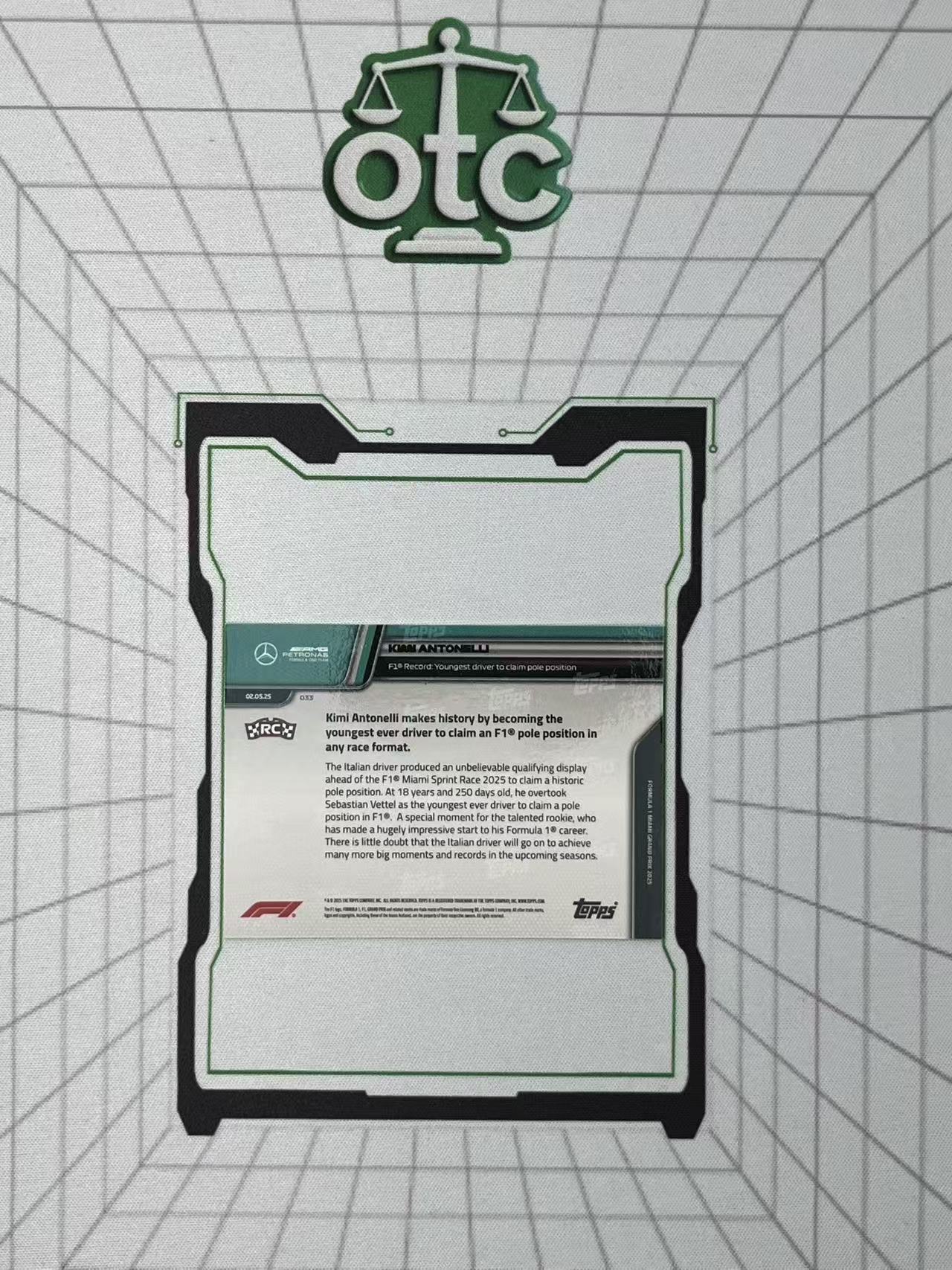 2025 Topps F1 Now Kimi Antonelli RC 【盎司收藏】安东内利 新秀 最年轻的杆位车手 梅奔 梅赛德斯奔驰 vvww