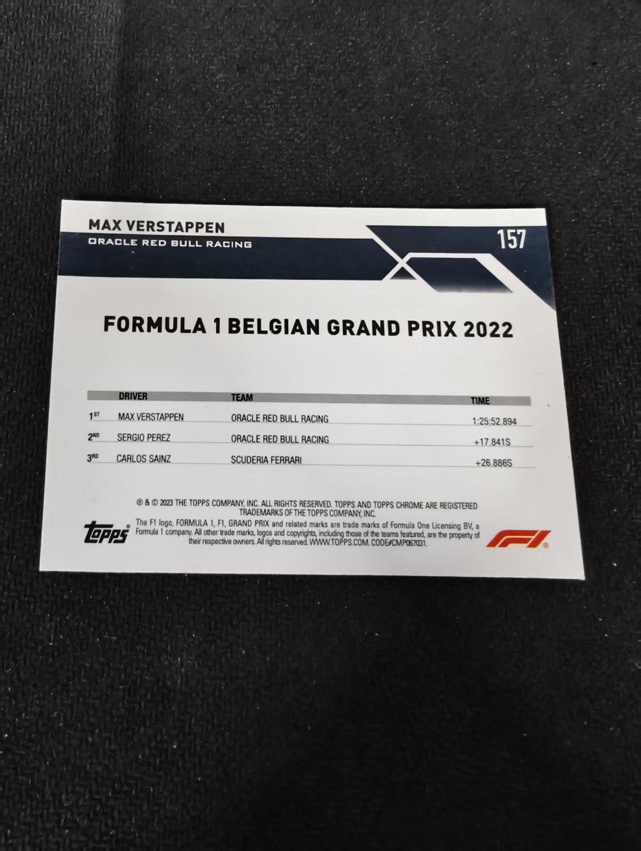 2023 Topps Chrome F1 Max Verstappen 维斯塔潘 红牛 划痕 边角瑕疵 #157