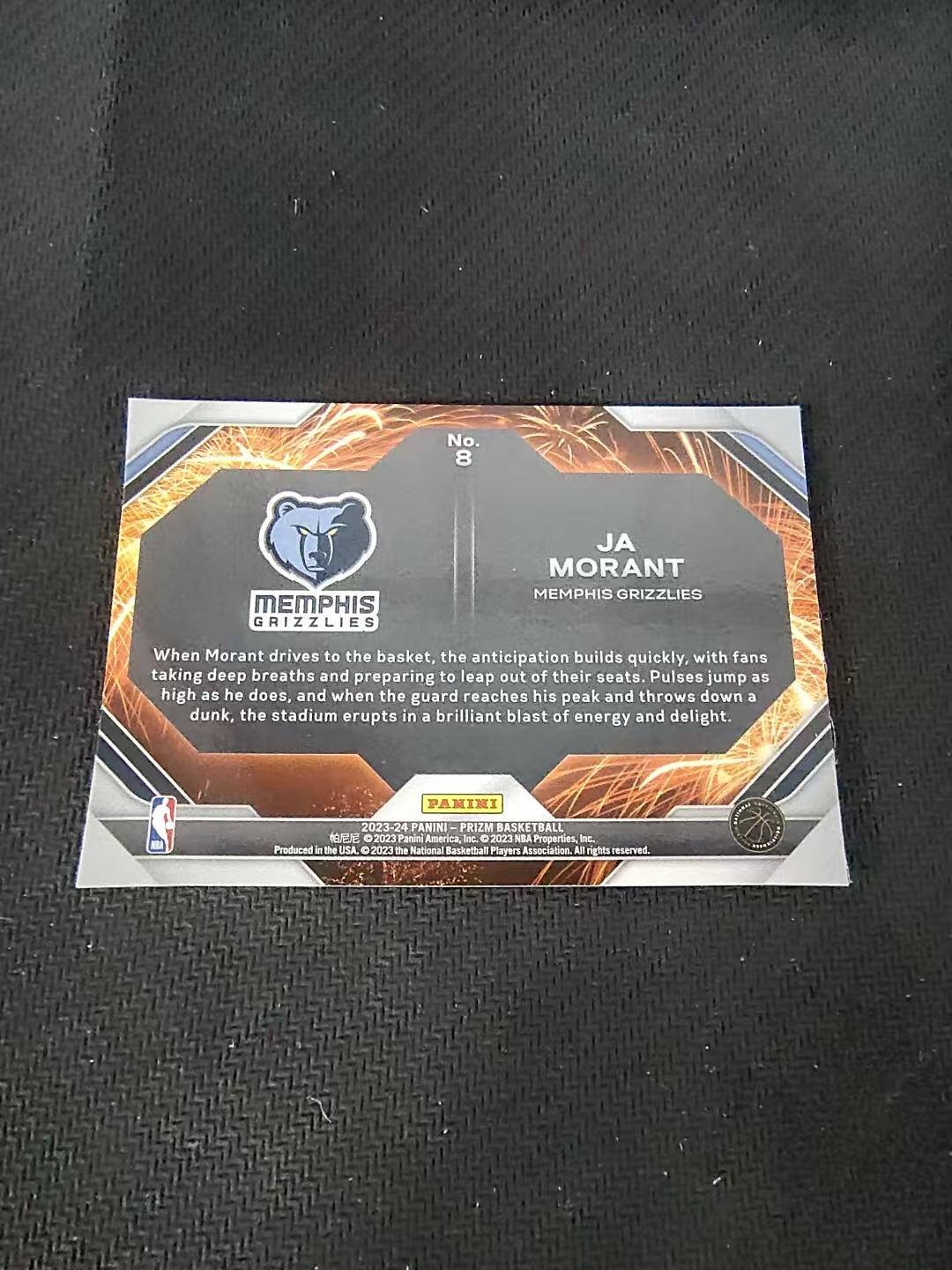 【可合并,不累计】2023-24 Panini Prizm Ja Morant 贾 莫兰特 腰王 灰熊 烟花特卡 PZ 划痕 边角微瑕 介意勿拍 #8