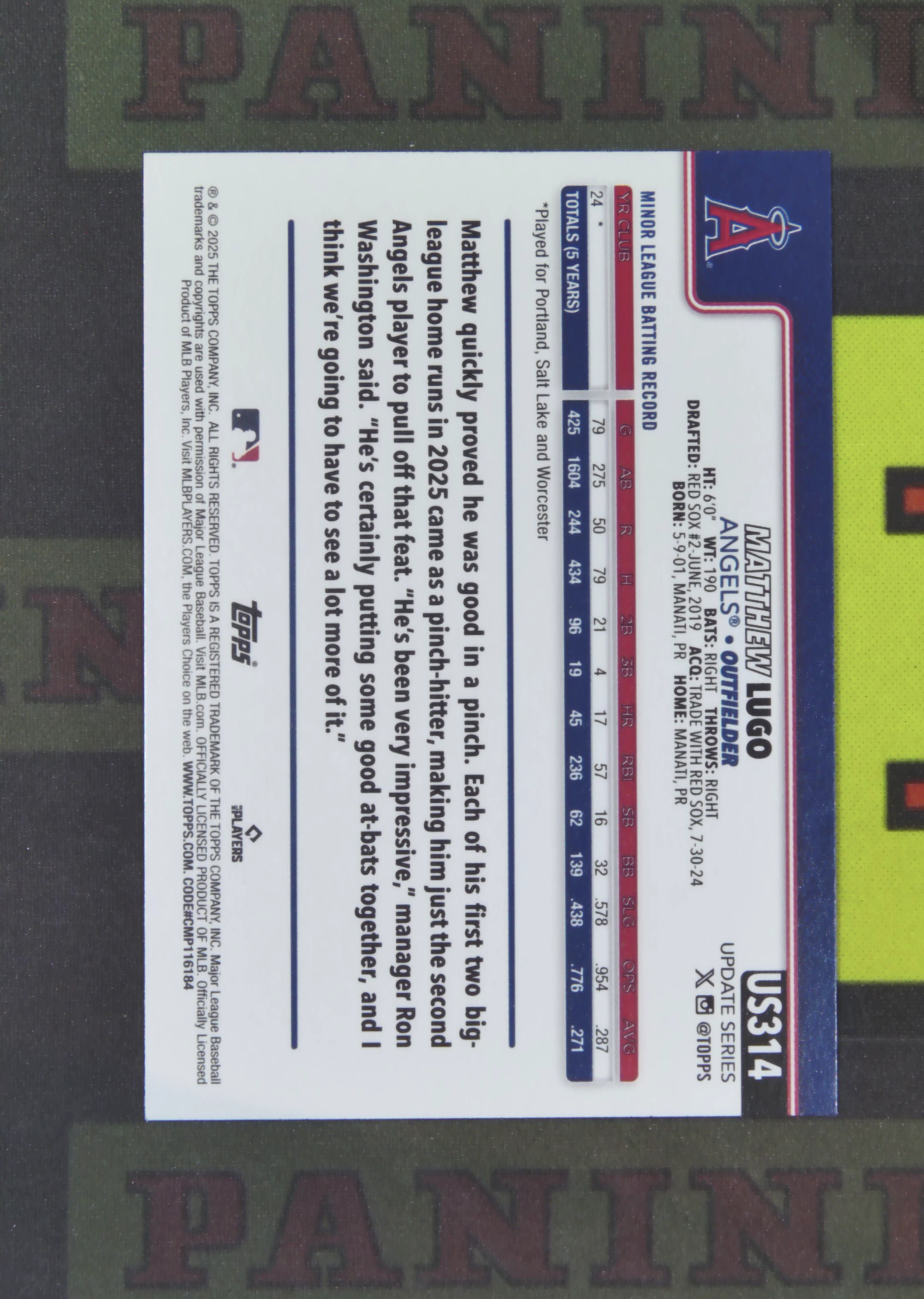 2025 Topps Update Matthew Lugo RC Nirvana Project 马修 卢戈 洛杉矶天使 新秀 幽灵折 折射 万圣节 比例 SP 卡品如图 收藏必备 涛涛¥