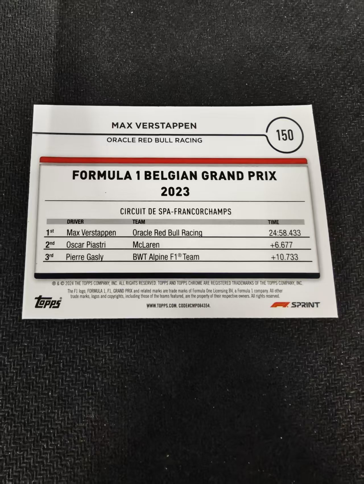 2024 Topps Chrome F1 Max Verstappen 维斯塔潘 红牛 划痕 边角瑕疵 #150