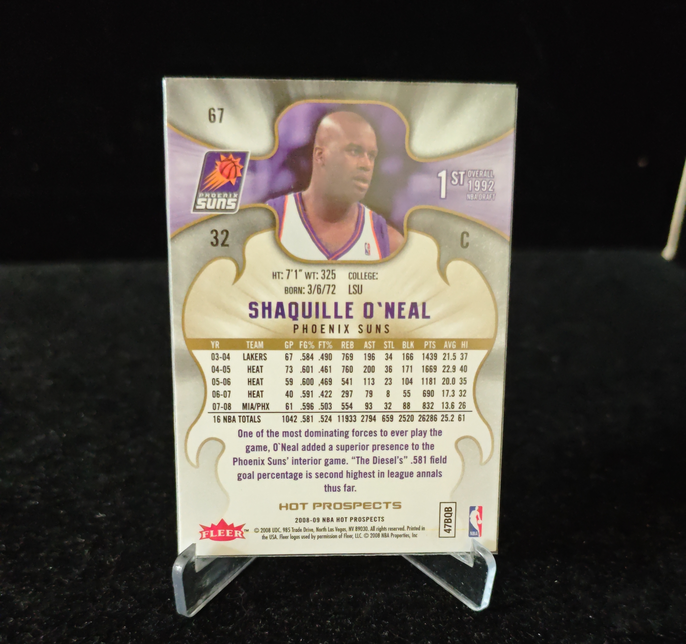 2008-09 Fleer Hot Prospects Shaquille Oneal #67 沙奎尔 奥尼尔 鲨鱼 SHAQ 菲尼克斯太阳 卡品如图