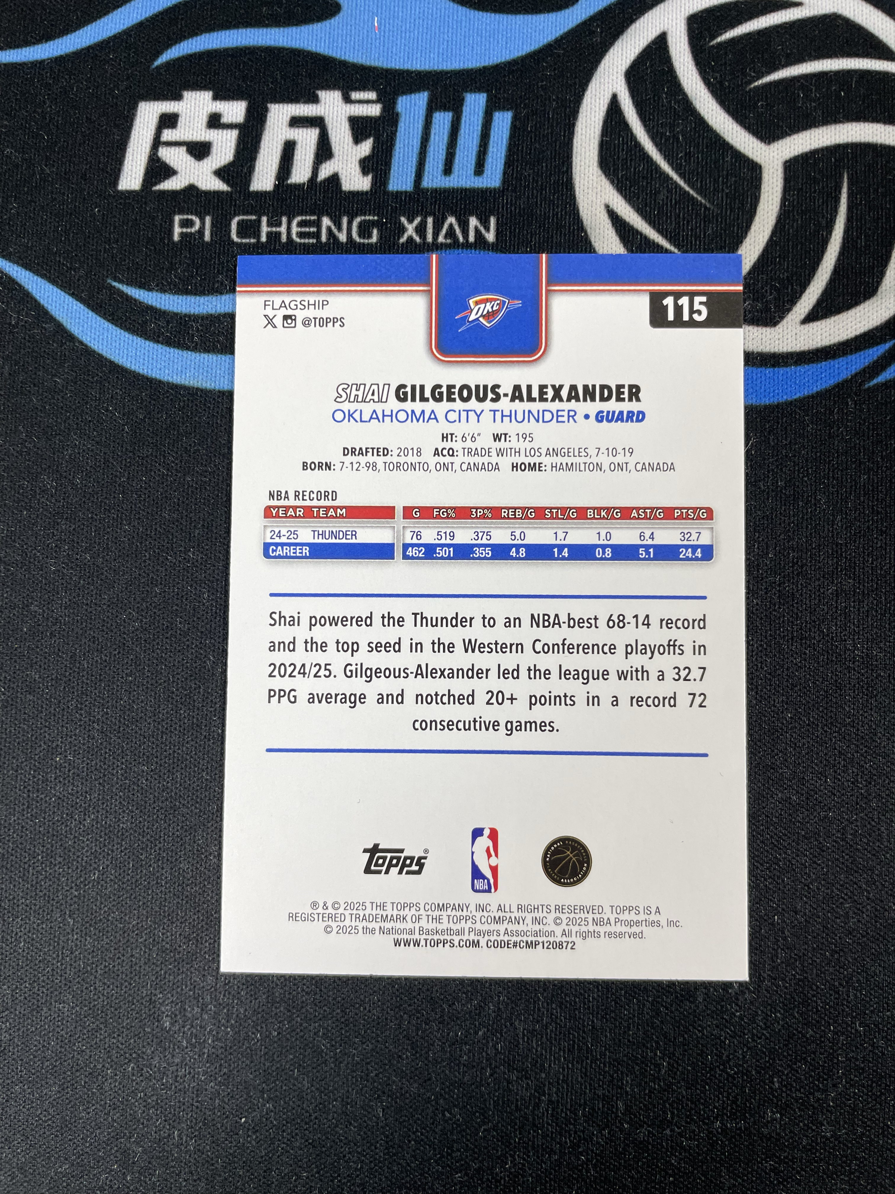 【皮成仙拍卖 统一手续费6%】 2025 TOPPS 雷霆 SHA GILGEOUS-ALEXANDER 亚历山大 SGA 蓝闪折射 150编 凑套必备 值得收藏【只发顺丰】白白123