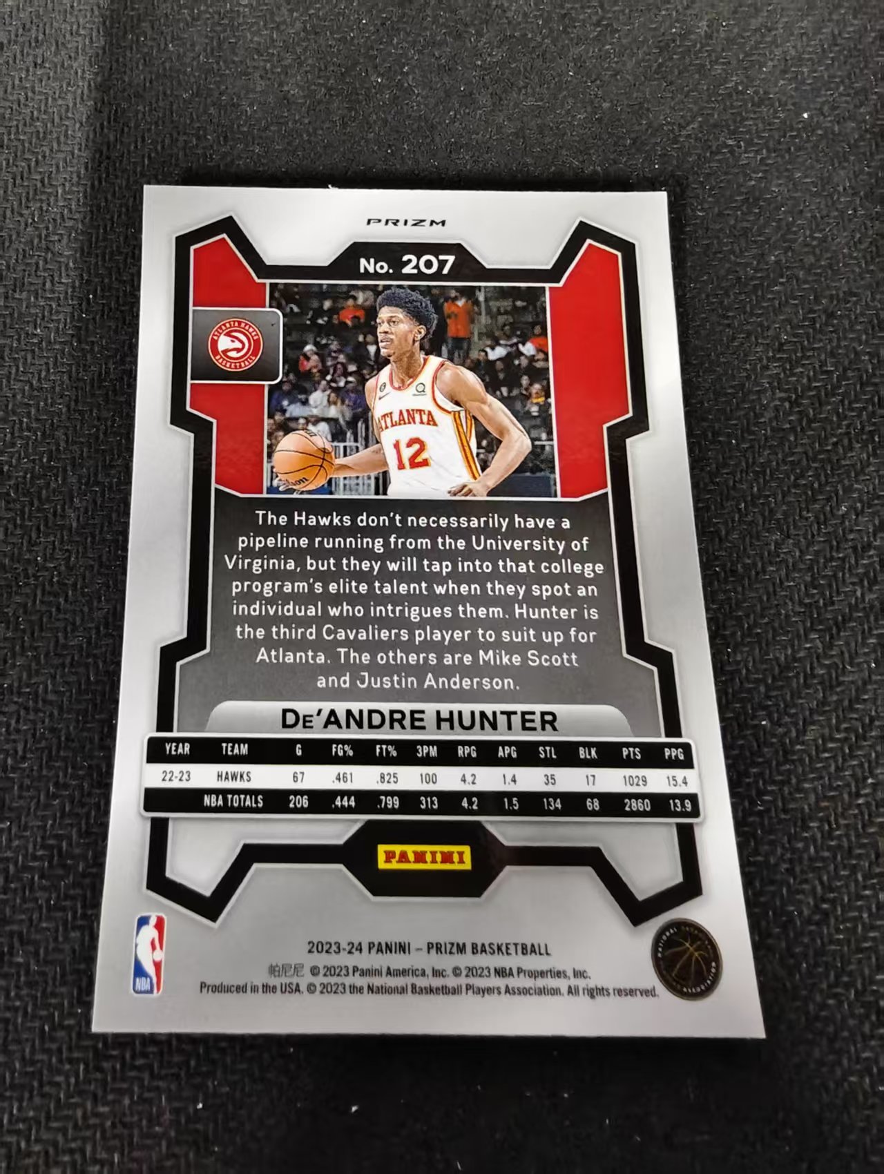 2023-24 Panini Prizm DeAndre Hunter 德安德烈 亨特 老鹰 粉碎冰 PZ 划痕 边角瑕疵 #207