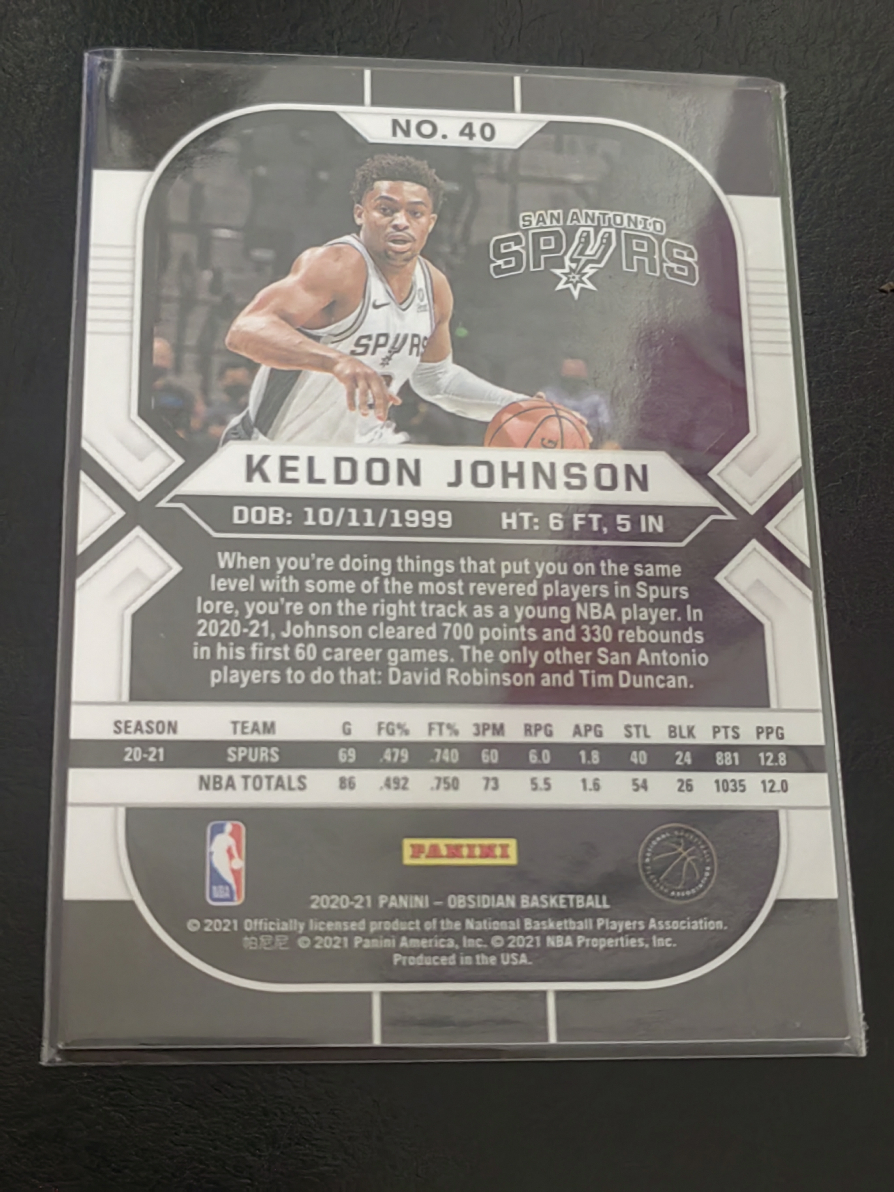 2021-22 Panini Obsidian Keldon Johnson 黑曜石 红折 凯尔登·约翰逊 马刺 篮 白边白角 不保卡品 卡品如图