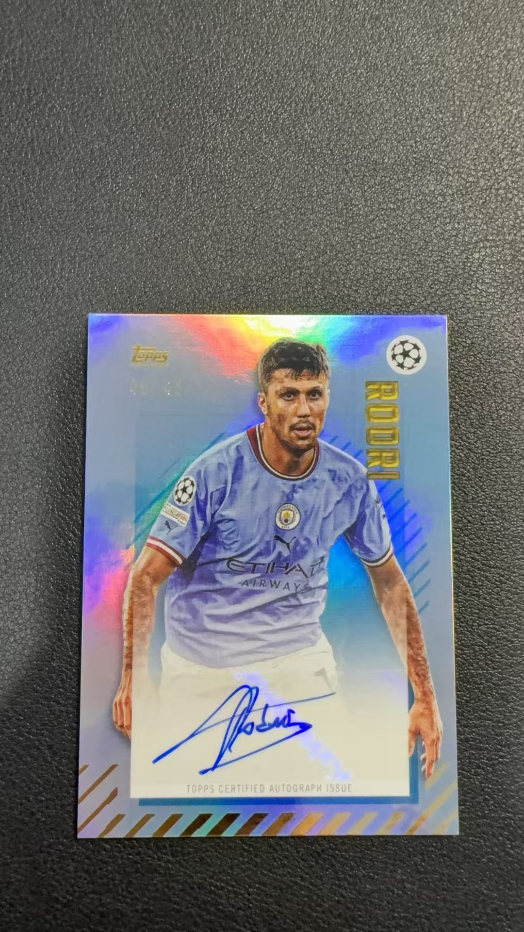 2023 Topps Gold Rodri 黄金盒 罗德里 曼城 欧冠 签字 49编 蓝折 金球先生 西班牙中场 卡品如图 xing