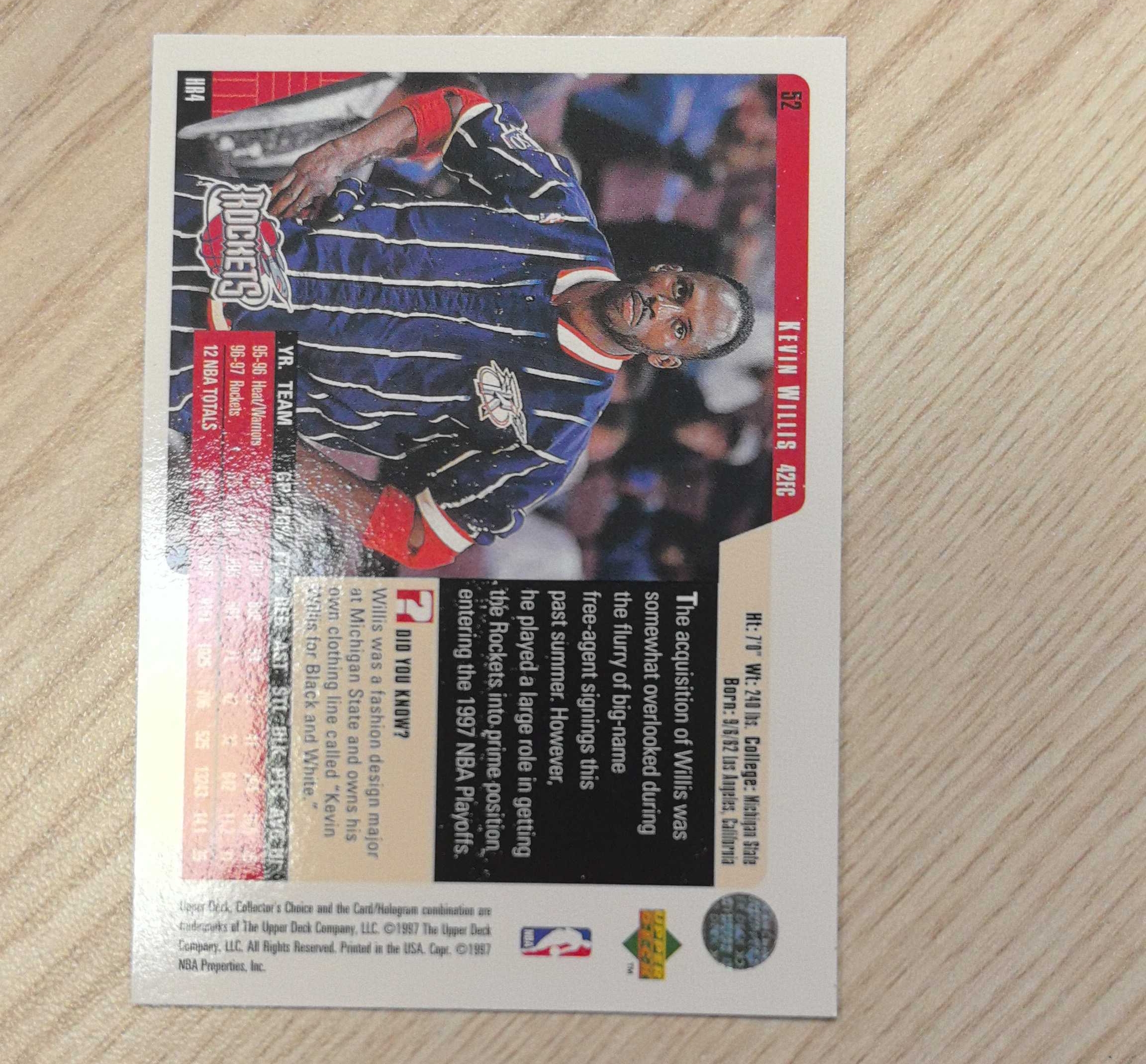 1997-98 Upper Deck Collector's Choice Kevin Willis 凯文·威利斯 UD全明星 03年随马刺夺总冠军 先后效力于老鹰、热火、勇士、火箭、猛龙、掘金和小牛