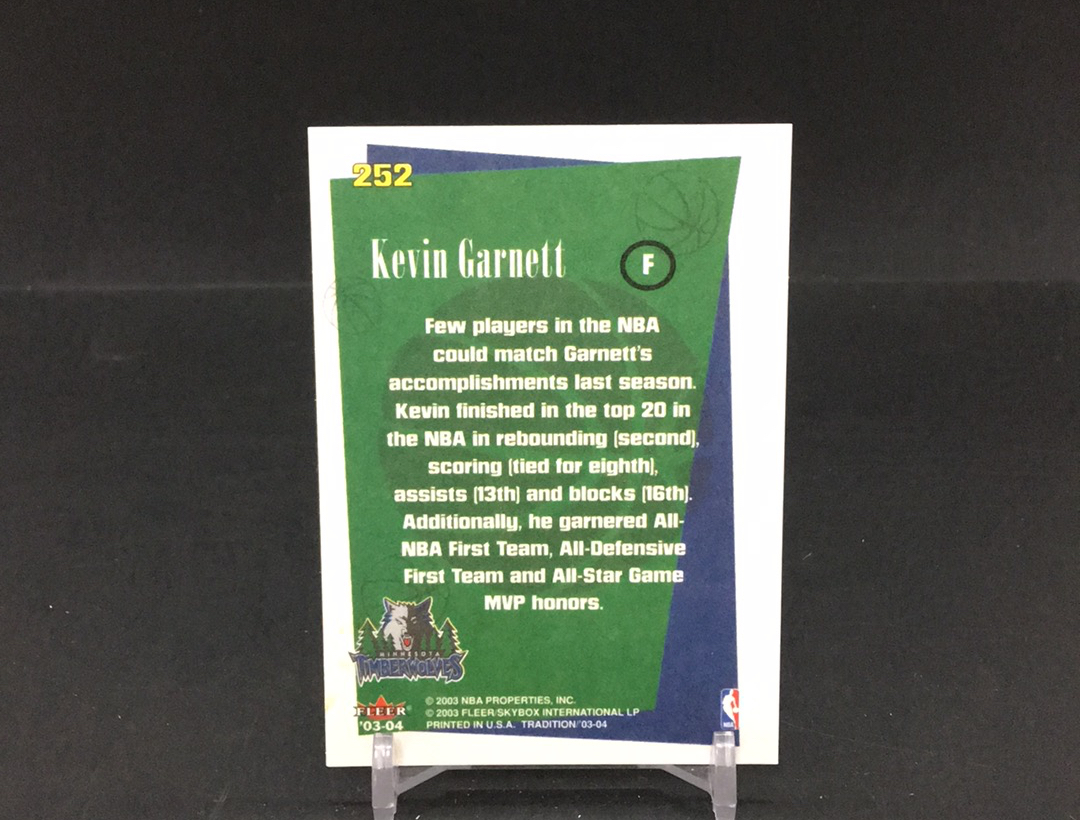 【DC拍卖】11.19 FLEER TRADITION 特卡 经典老特 实卡美如画 名人堂巨星 森林狼队史第一人 历史顶级大前锋 KG 狼王 凯文 加内特(微瑕)