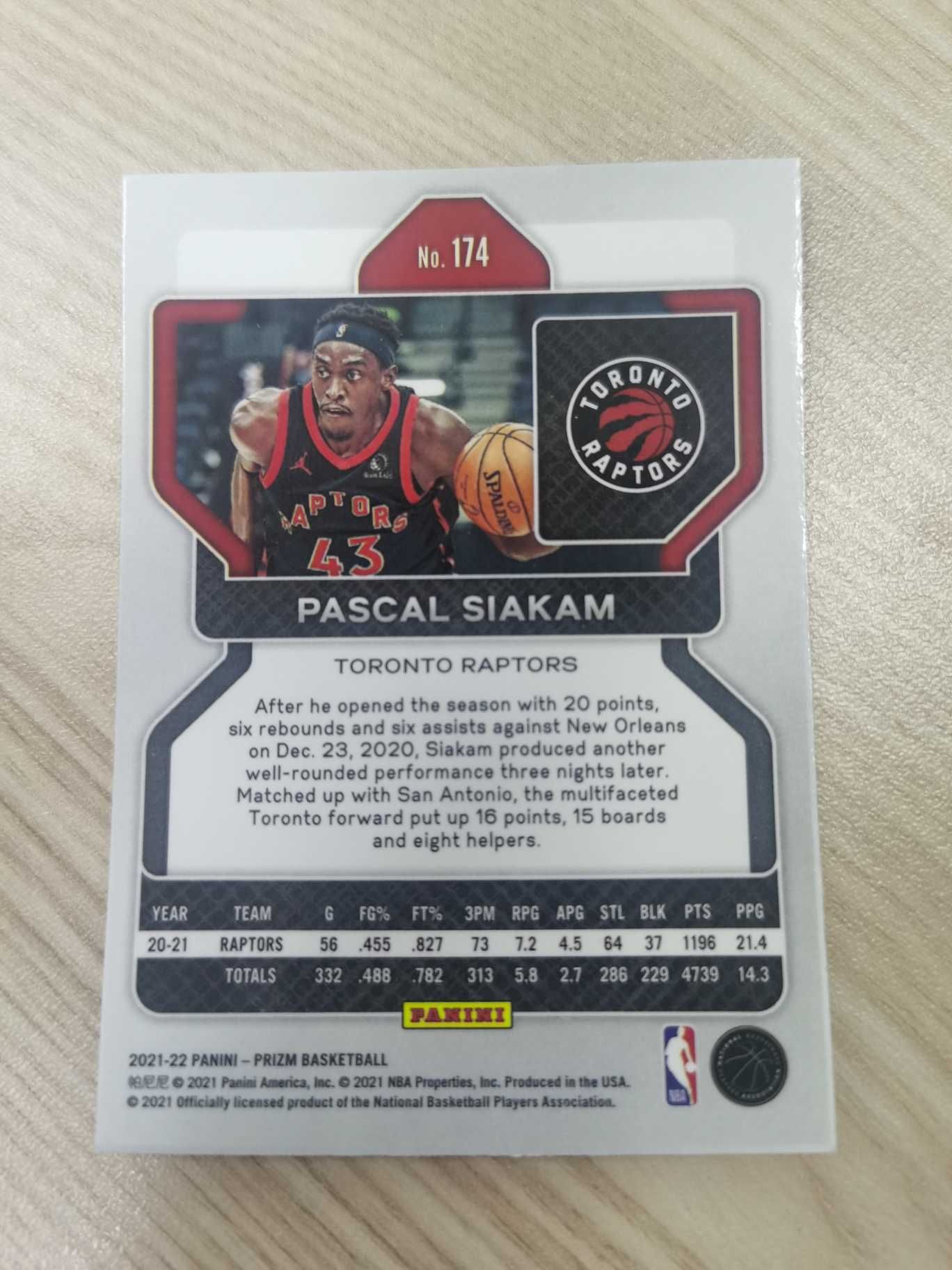 2021-22 Panini Prizm Pascal Siakam 帕斯卡尔 西亚卡姆 Pascal Siakam 猛龙 西亚卡姆 总冠军功臣 硬通货 极具收藏价值
