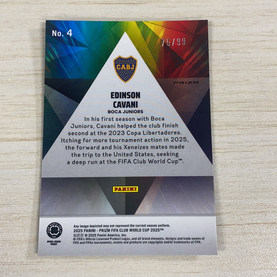 【小牛代拍】2025 Panini Prizm FIFA Club World Cup世俱杯 Edinson Cavani 卡瓦尼 博卡青年 prizmatic特卡 99编 蓝碎冰折 卡品如(一哥)