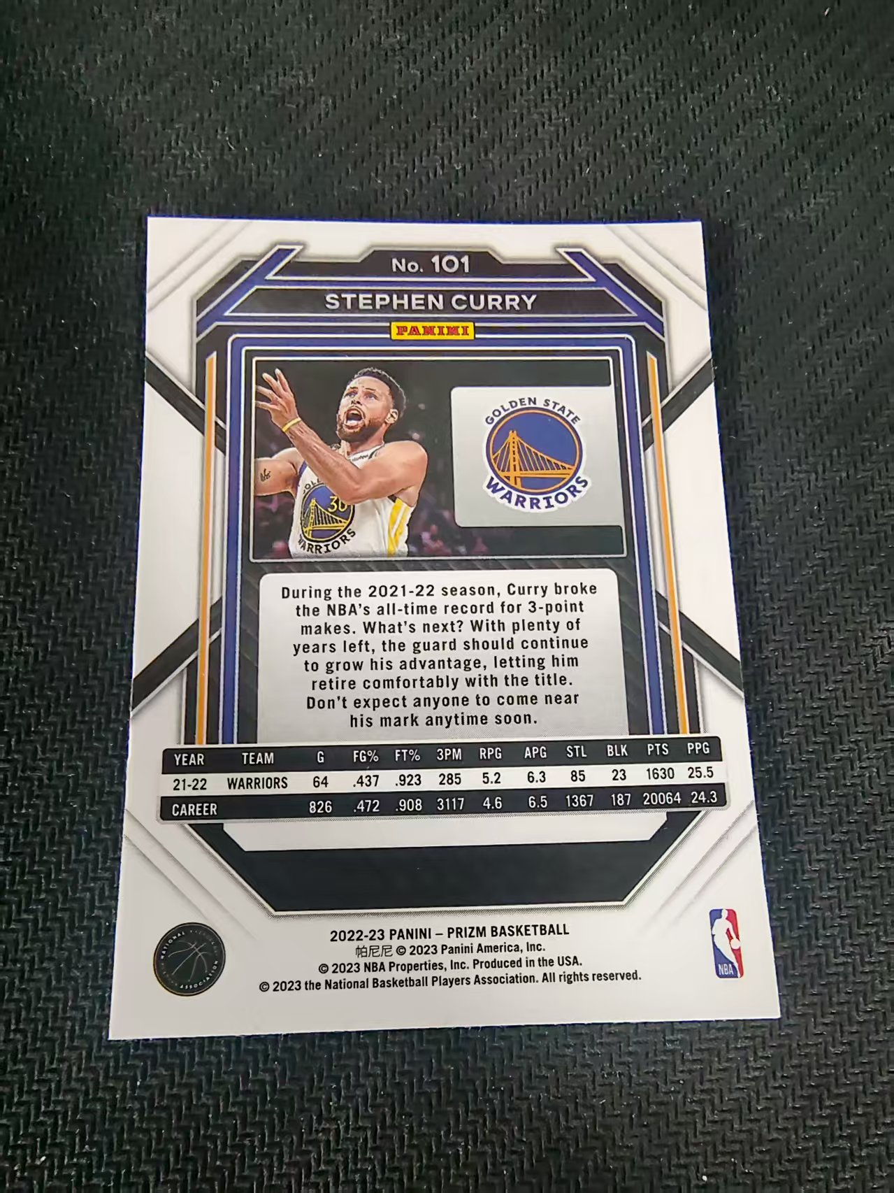 【可合并,不累计】2022-23 Panini Prizm Stephen Curry PZ 勇士 小学生 史蒂芬 库里 PZ 划痕 边角微瑕 介意勿拍 #101