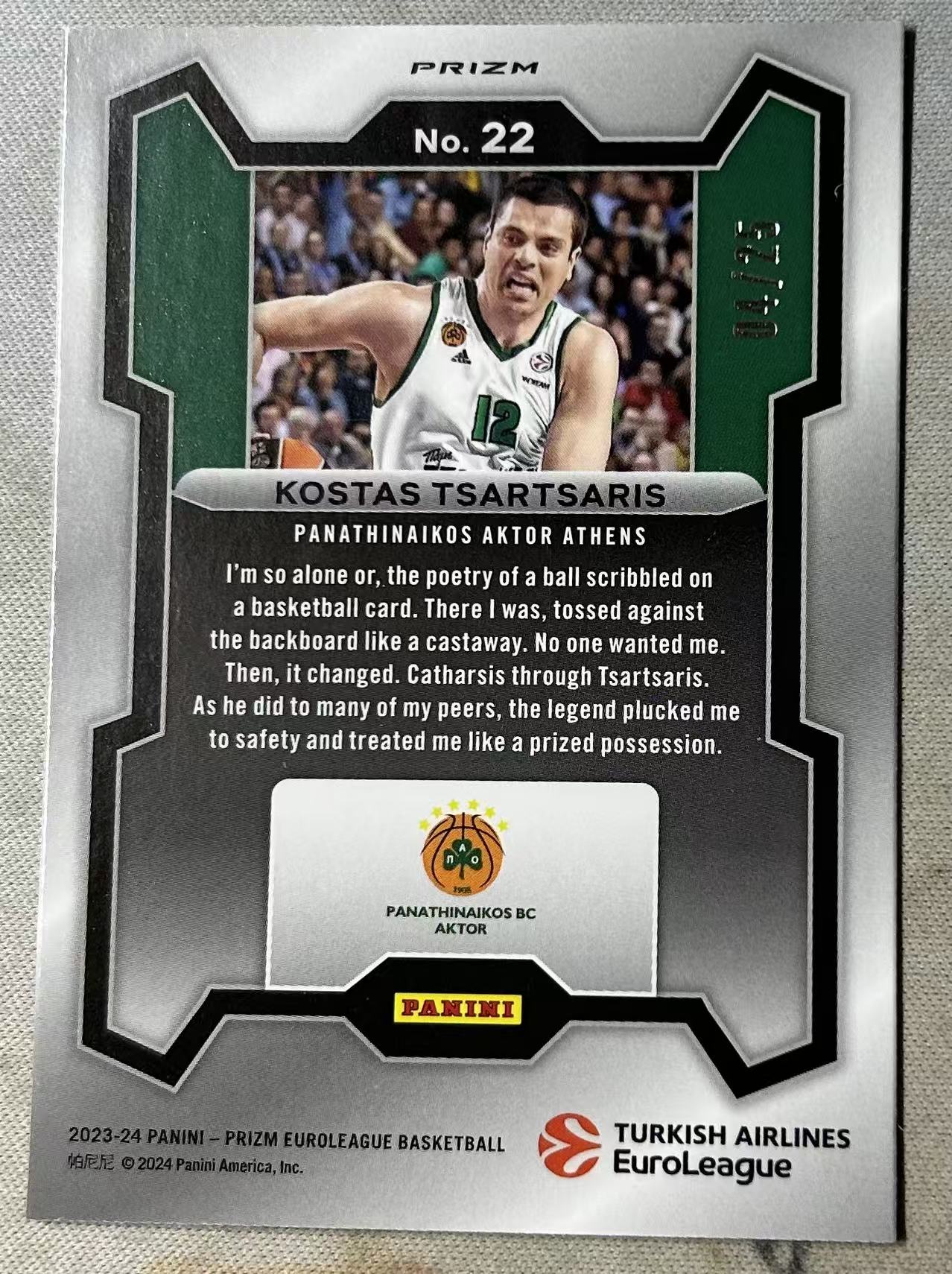 2023-24 Panini Prizm KOSTAS TSARTSARIS PZ 科斯塔斯 泰沙迪亚斯 25编 mojo折 欧洲杯 欧洲联赛 折射 特卡 卡品如图 收藏必备