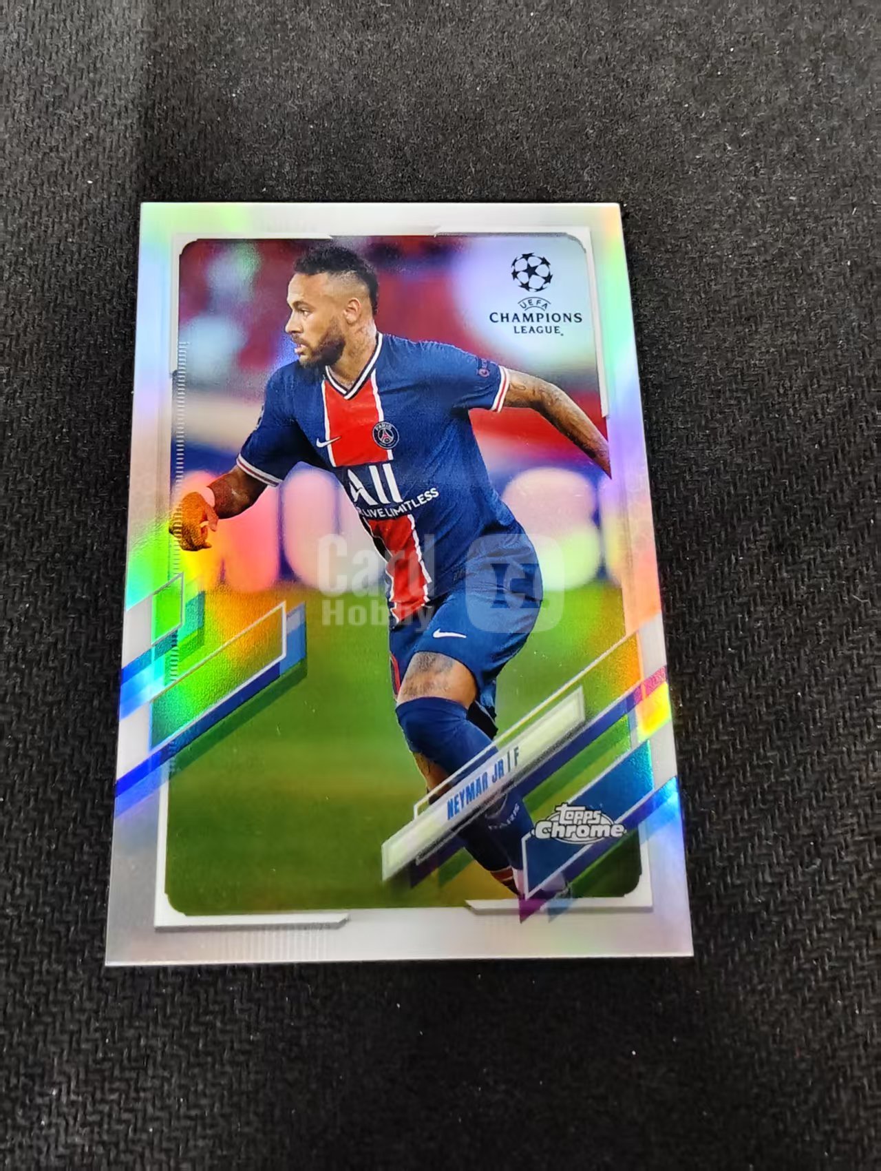 【可合并,不累计】2021 TOPPS Chrome Neymar Jr 欧冠 TC 巴黎圣日耳曼 内马尔 银折 划痕 边角瑕疵 #16