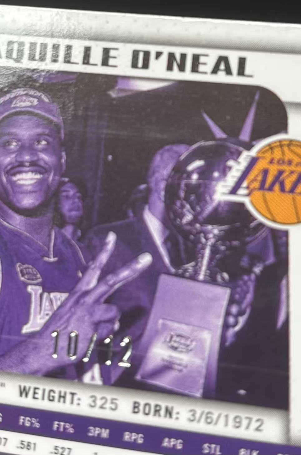 2024-25 Panini Prizm Shaquille O'Neal PZ DECA 湖人 名宿 大鲨鱼 奥尼尔 MVP 捧杯 特卡 10/12编 绿折 绿 shimmer 折 不累计