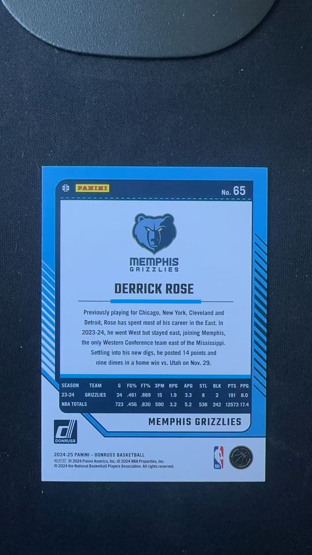 2024-25 Panini Donruss Derrick Rose 杜蕾斯 灰熊 罗斯 125编 风车折 卡品如图