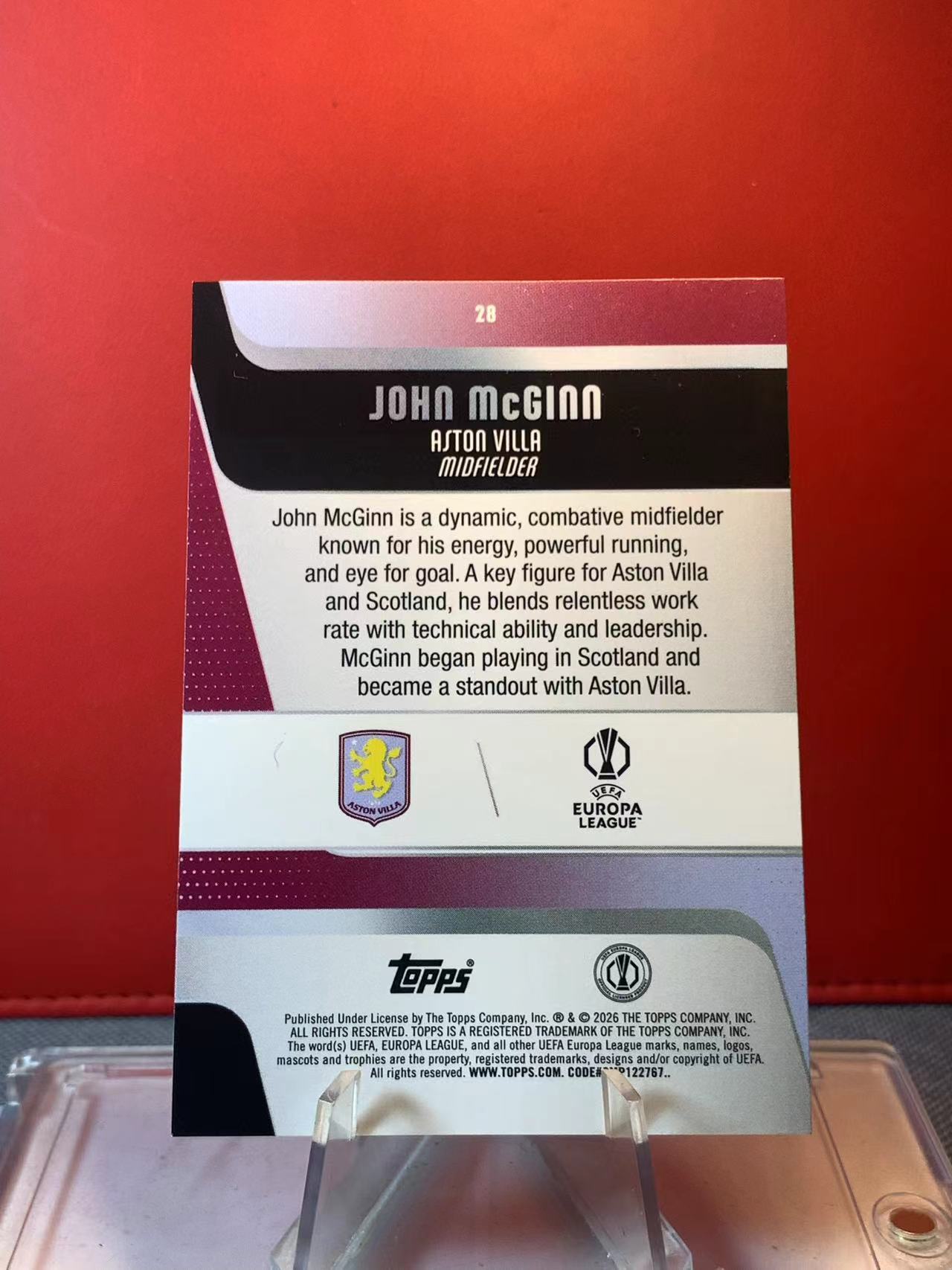 (詹叔代拍)2025-26 Topps Chrome John McGinn 麦金 245/250编 紫碎冰折 阿斯顿维拉 欧冠TC 卡品如图 顺丰寄付 泰山