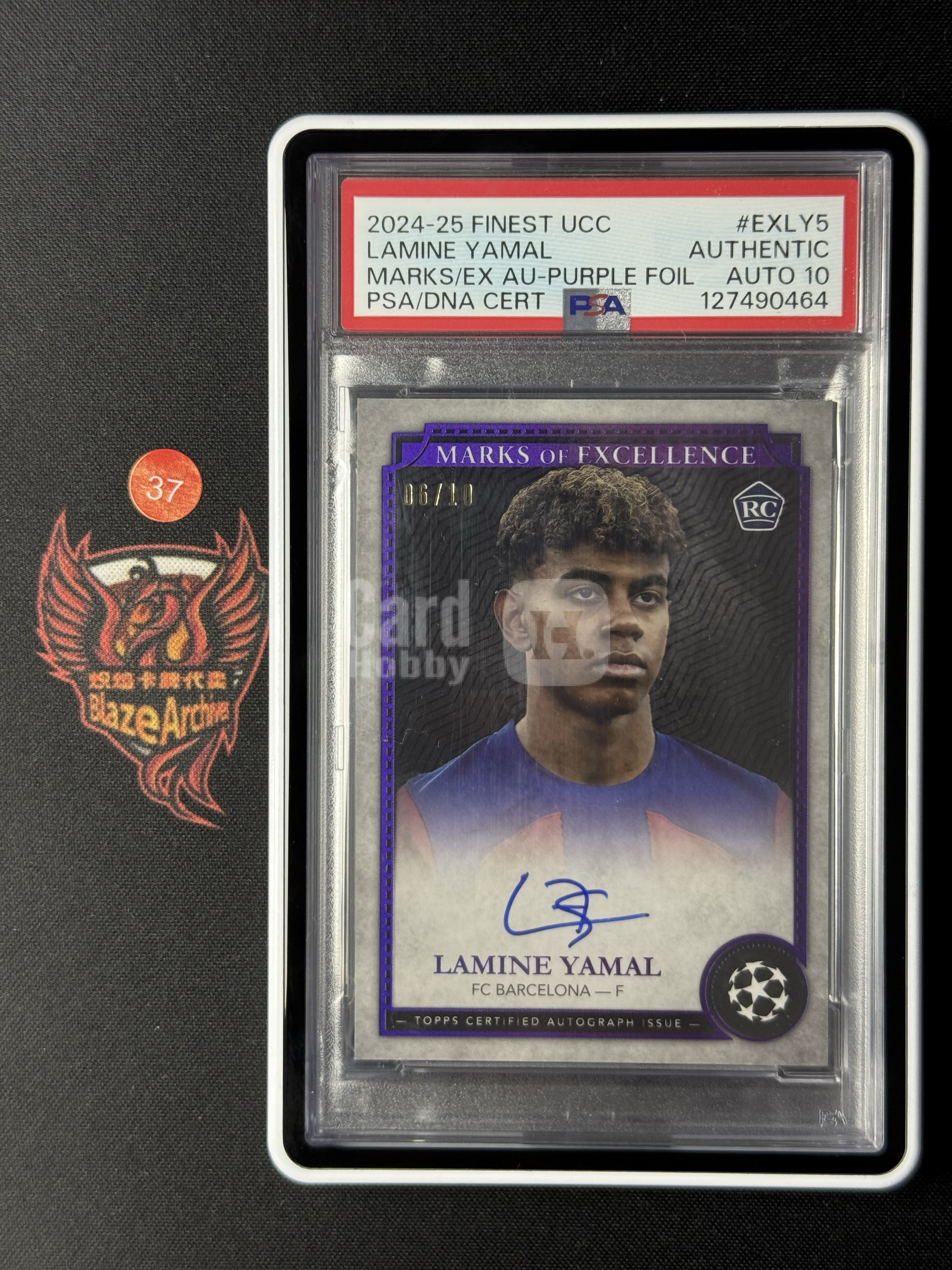 【炽焰拍卖】2024-25 Topps Finest 欧冠 新秀 RC 西班牙 巴萨 巴塞罗那 Lamine Yamal 拉明 亚马尔 06/10编 签字卡签 卓越印记签 插入签 紫折 紫平行 大比例 SSP 世界杯冠军 PSA10分#鸣总