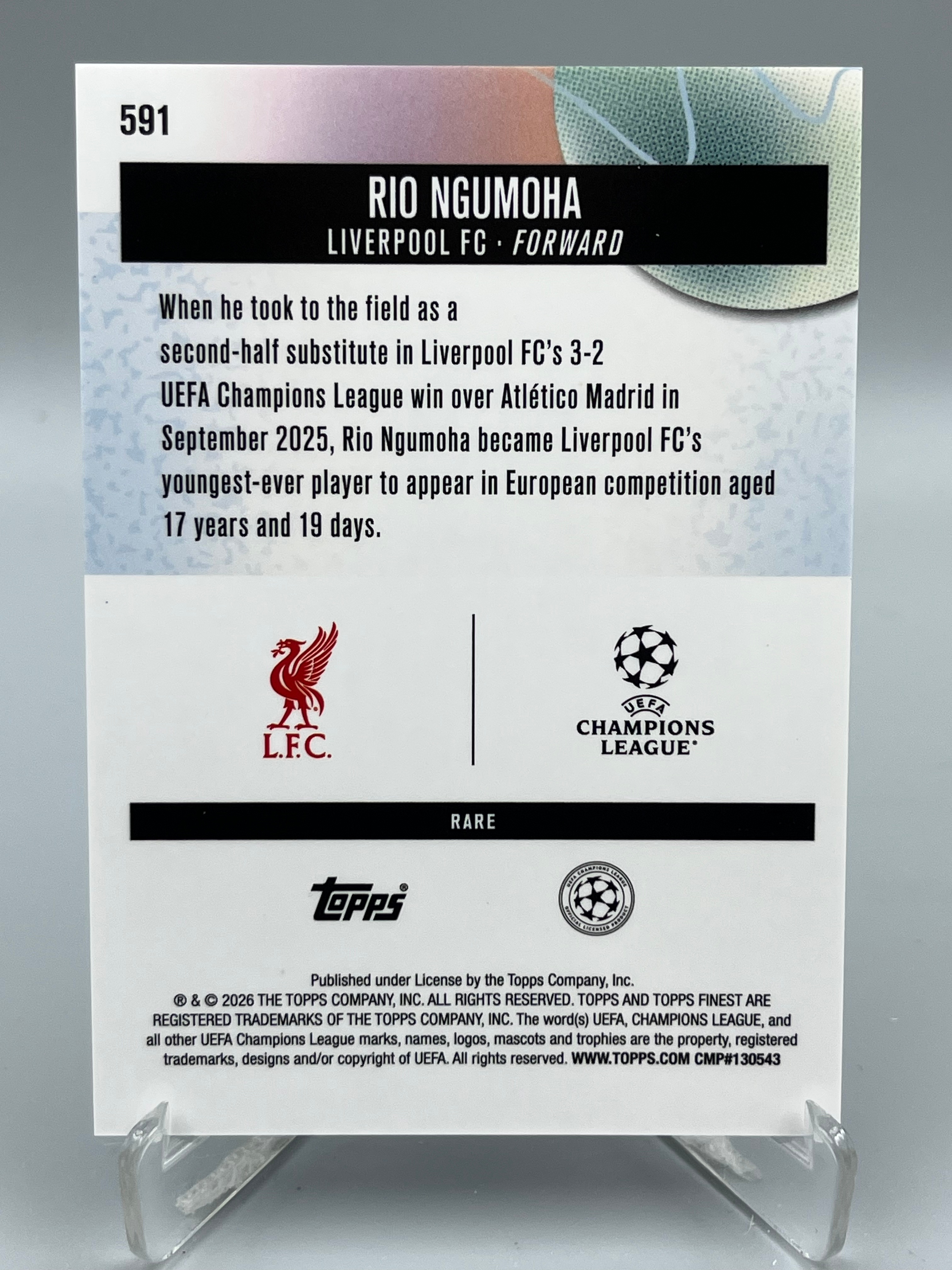 2026 Topps Finest Rio Ngumoha RC 欧冠欧战 里奥 恩古莫哈 新秀 利物浦 英格兰 base【暴富 仇总】t6
