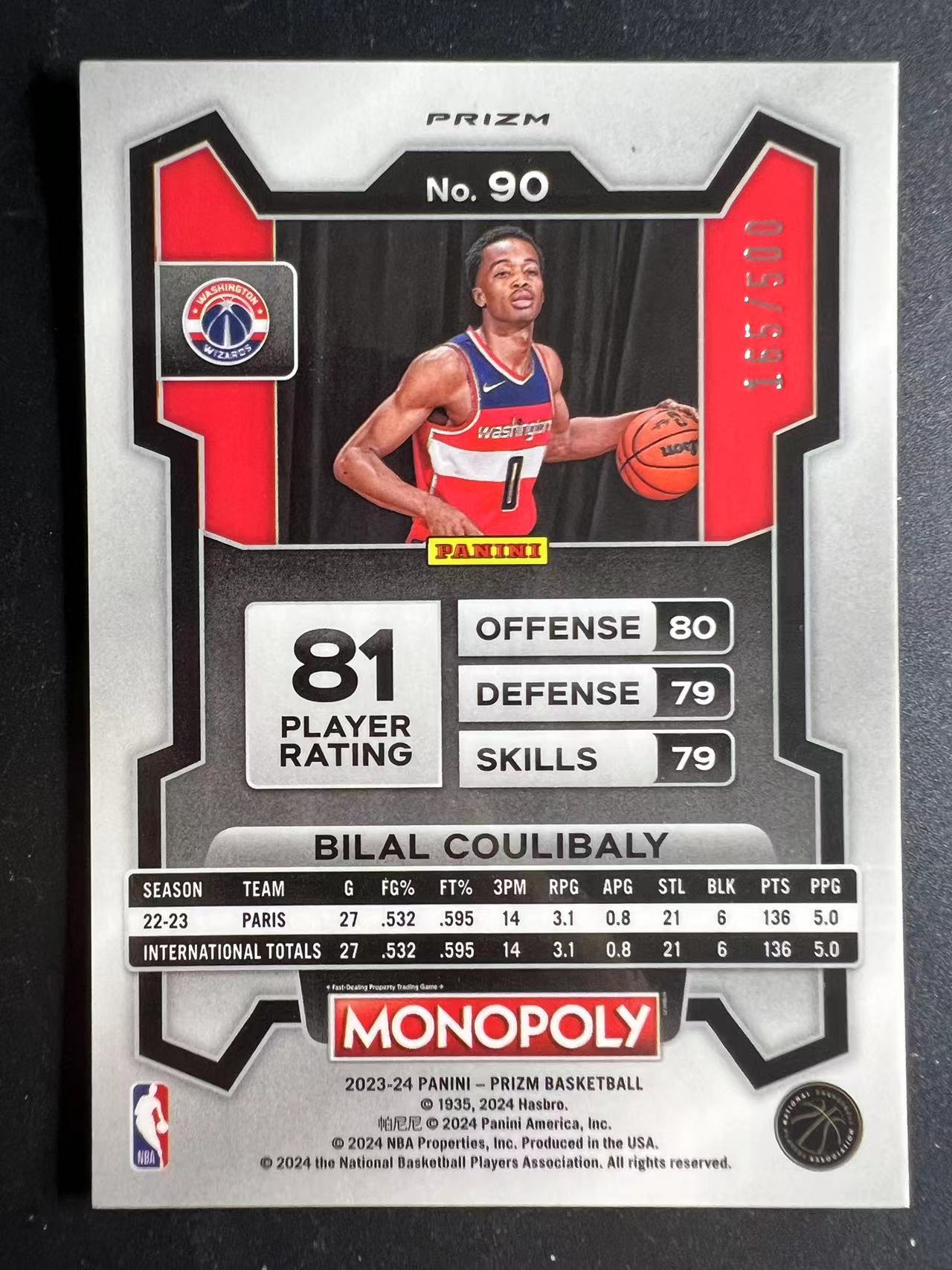 2023 24 Panini Prizm Bilal Coulibaly Rc 【肥猫代卖】ace Pz 奇才 新秀 比拉尔库利巴利 500编