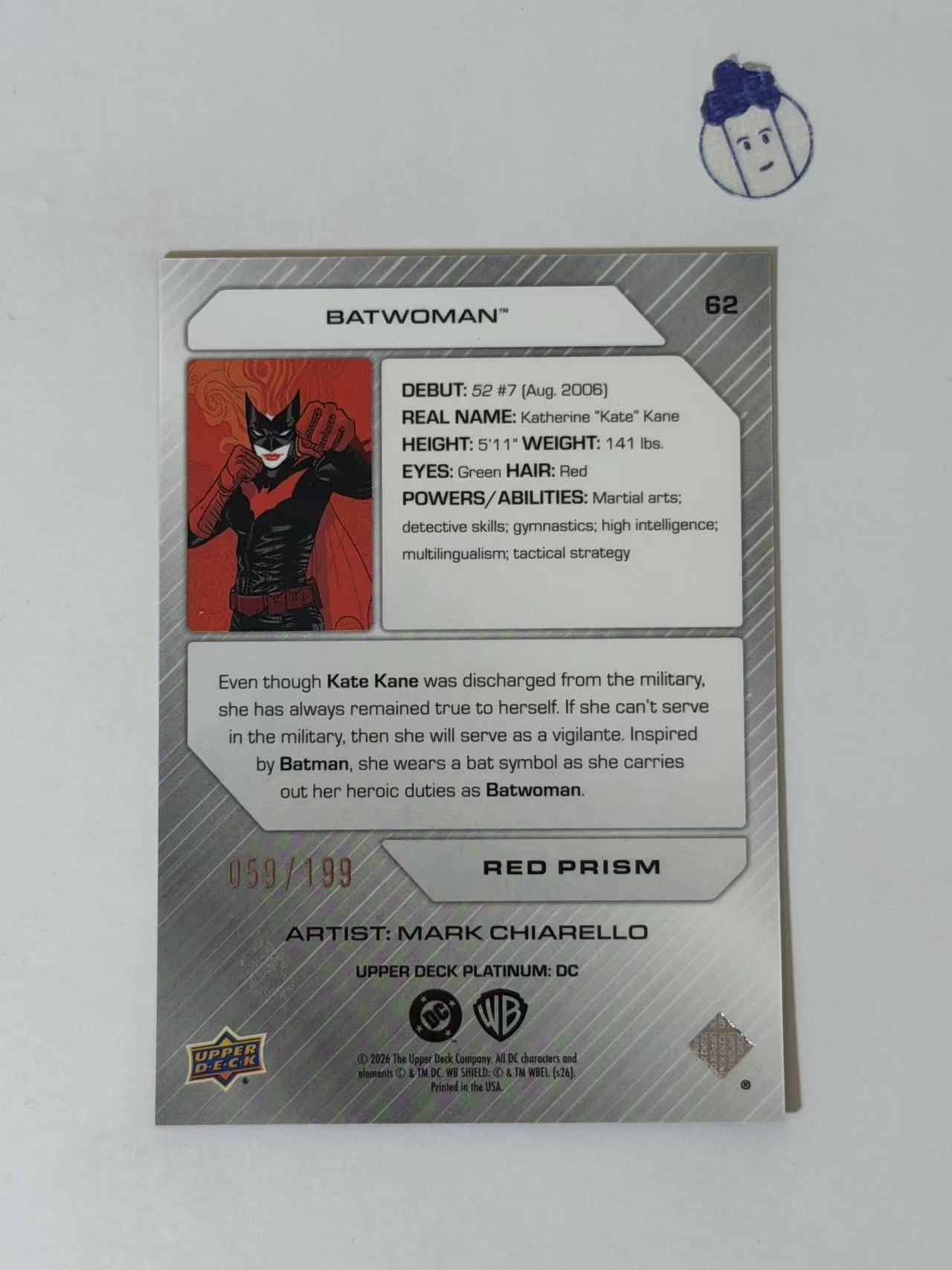 2026 Upper Deck Platinum DC 铂金 #62 Batwoman 蝙蝠女侠 059/199 红棱镜折 凑套 凑图鉴 收藏必备 卡品如图 cai