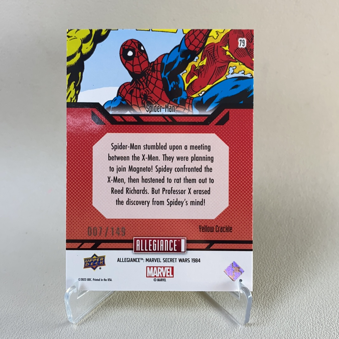 【弈卡代拍】 2023 Upper Deck Marvel 漫威 MCU Allegiance 忠诚 秘密战争 特卡 黄碎冰折 蜘蛛侠 Spider- Man 7/149编 品相如图 凑套必备 糖醋鱼