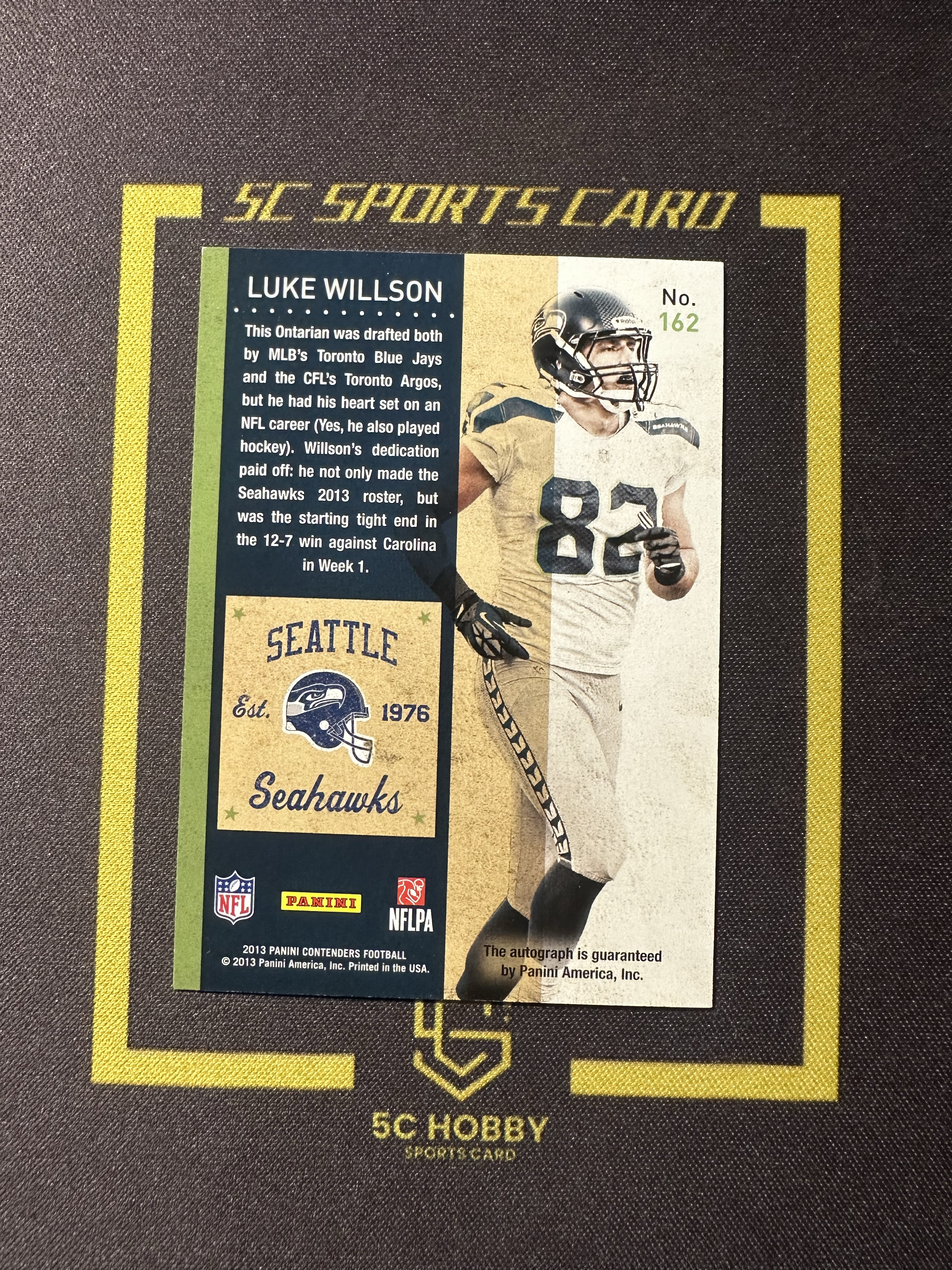 【主演出卡】2013 panini 橄榄球 contender 球票系列 海鹰 Luke Willson 威尔逊 新秀 球票 签字 卡品如图