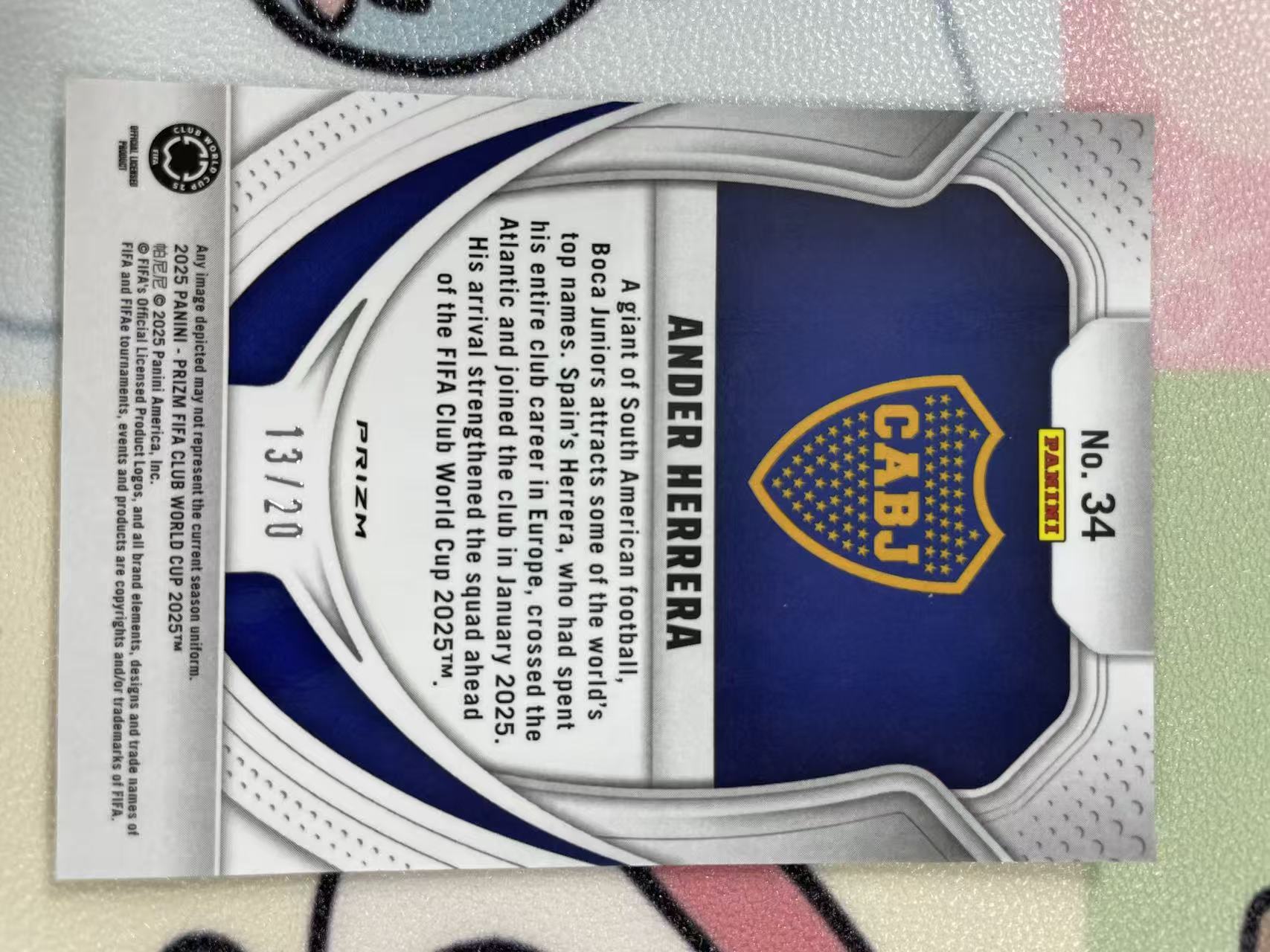 2025 Panini Prizm FIFA Club World Cup 世俱杯Pz Ander Herrera 安德尔 埃雷拉 博卡青年 13/20编 银折 折射 不保卡品【猴哥】