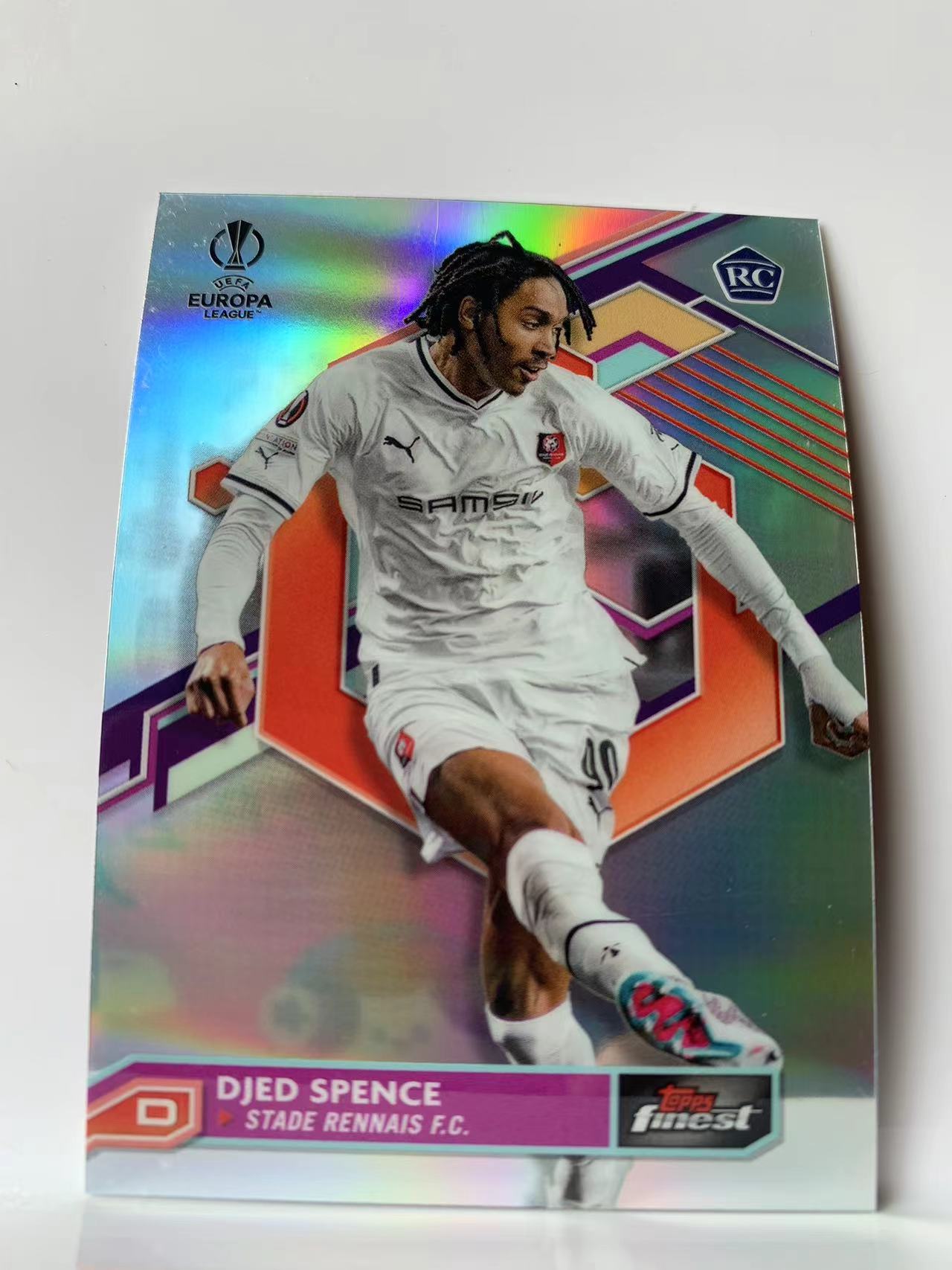 2023 Topps Finest djed spence 欧冠 雷恩队 杰德斯宾塞新秀 RC   银折 卡品如图 C031