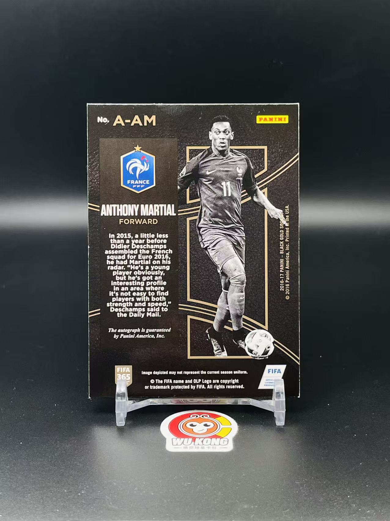 2016-17 Panini Black Gold Anthony Martial #A-AM 安东尼 马夏尔 签字 签名 法国 曼联 名宿 黑金 沙盒签 实卡精美 值得收藏 【悟空拍卖】wd