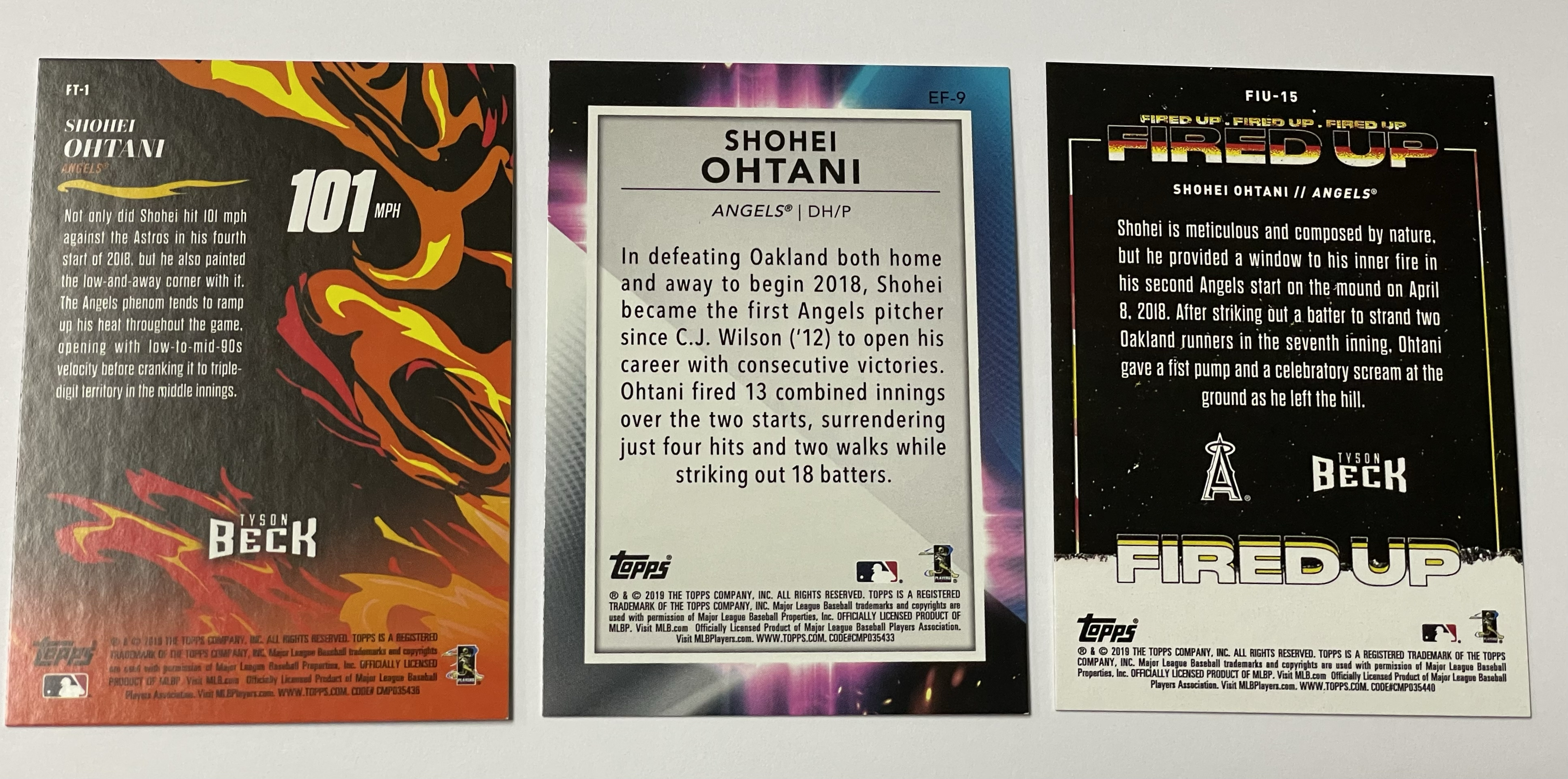 2019 Topps Fire Shohei Ohtani 洛杉矶天使 大谷翔平 新秀次年 折射 三张一起 lot3