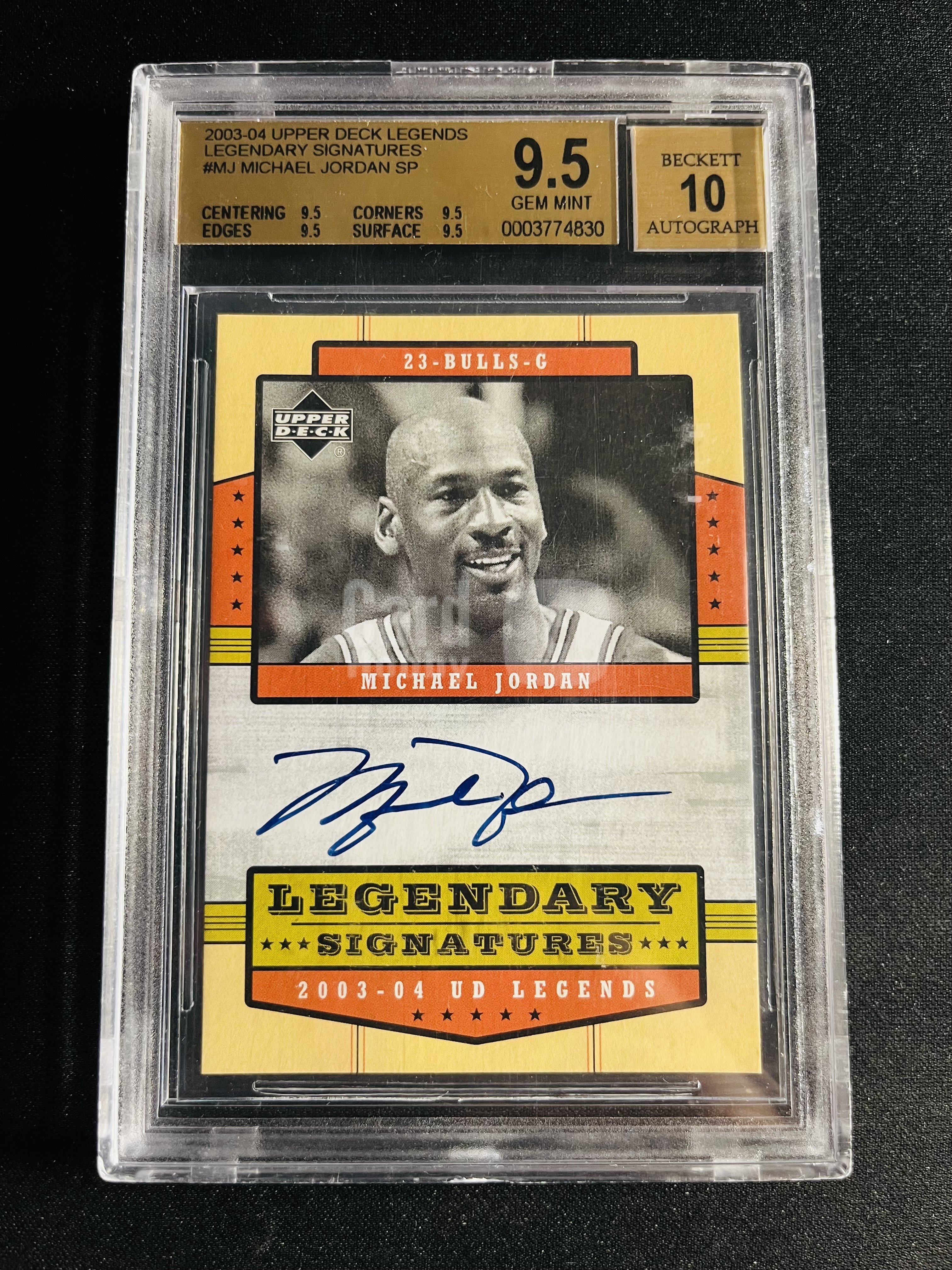 【古都代拍精品】2003-04 Upper Deck UD Legends 公牛 Michael Jordan 迈克尔 乔丹 Legendary 传奇 卡签 签字 经典老卡签 BGS9.5金标墨迹10分 真GOAT#118B#发财#XBW#