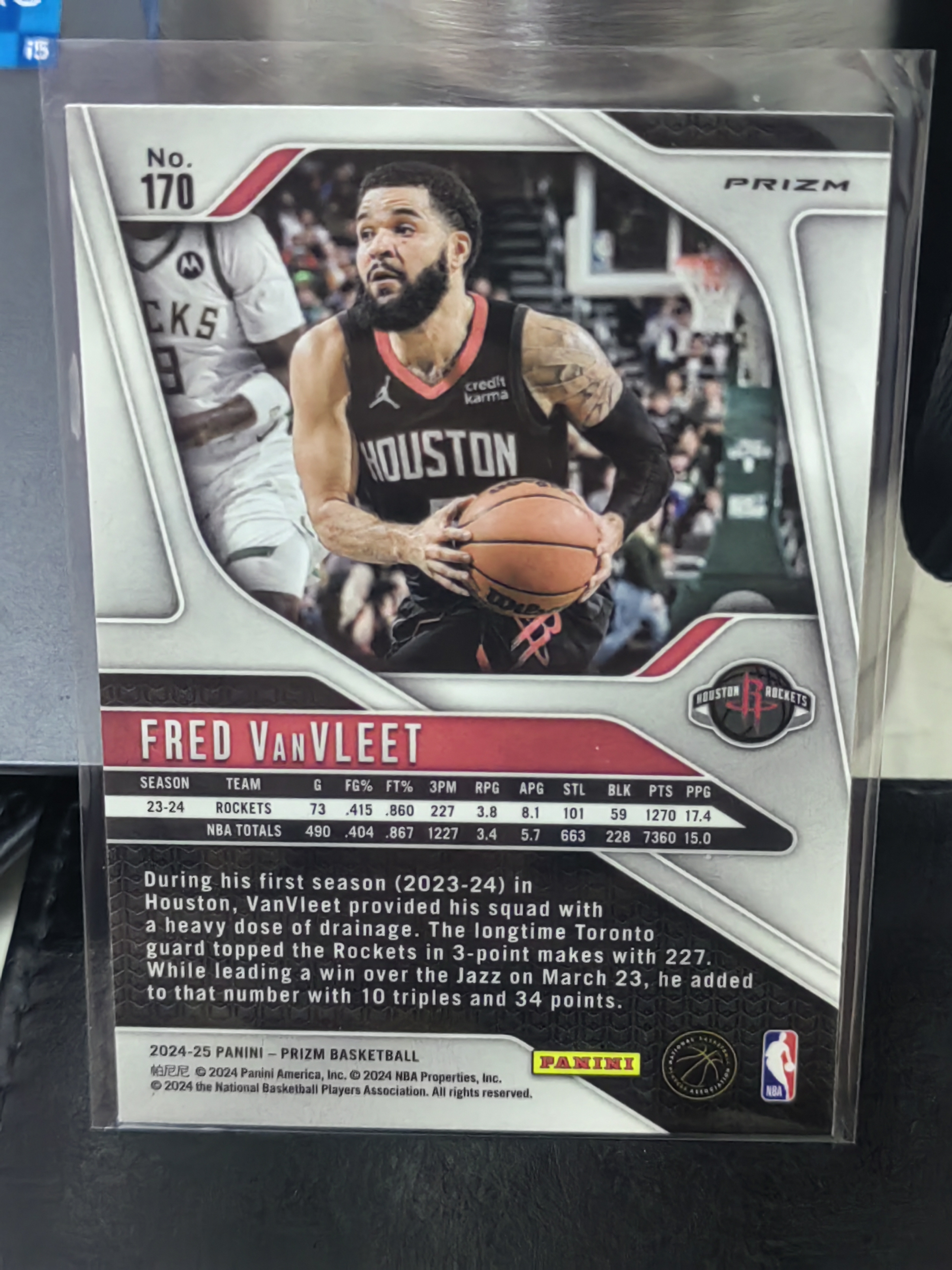 2024-25 Panini Prizm Fred VanVleet PZ 绿折 弗雷德范弗利特 火箭 篮 白边白角 不保卡品 卡品如图