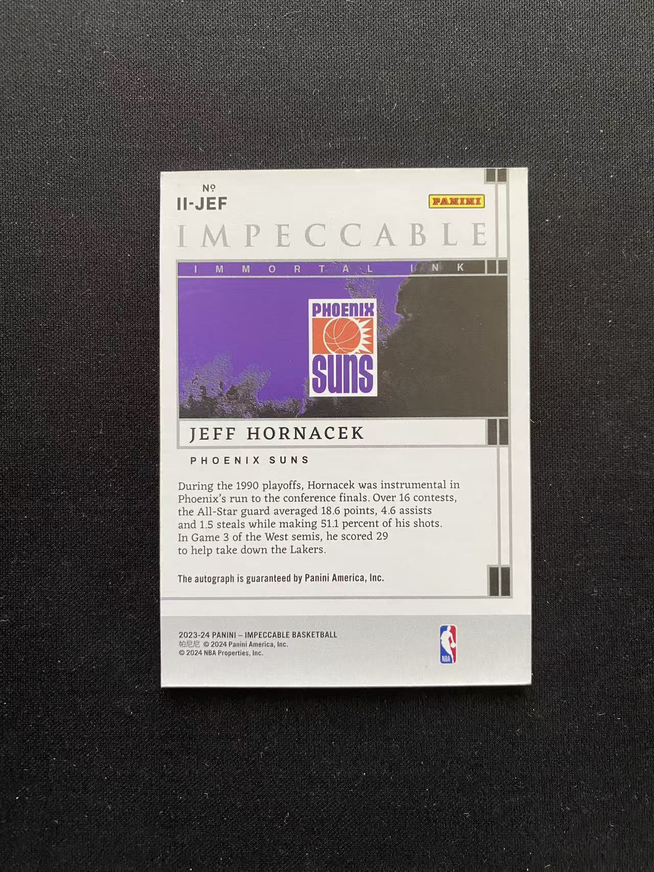 2023-24 Panini Impeccable Jeff Hornacek 小真金 太阳 杰夫霍纳塞克 签字 卡签 25编【king#63】瑕疵如图
