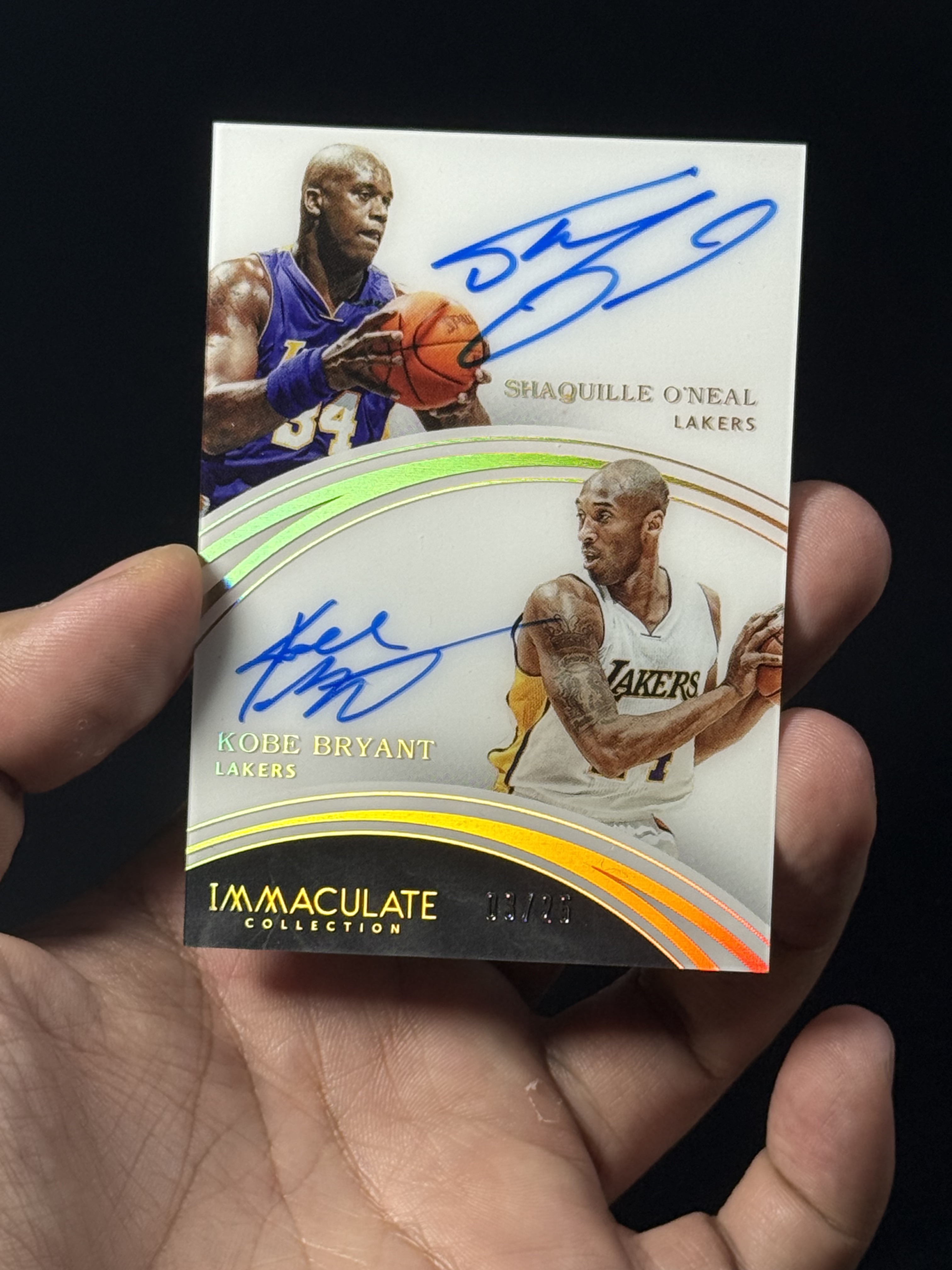 【喷子拍卖】2015-16 Immaculate Shaquille O'Neal Kobe Bryant 洛杉矶湖人 科比 布莱恩特 大鲨鱼 奥尼尔 签字 25编 镜面 闪版 唯一OK组合双人卡签 大hit卡 送订制壳 轻印看图 APTX