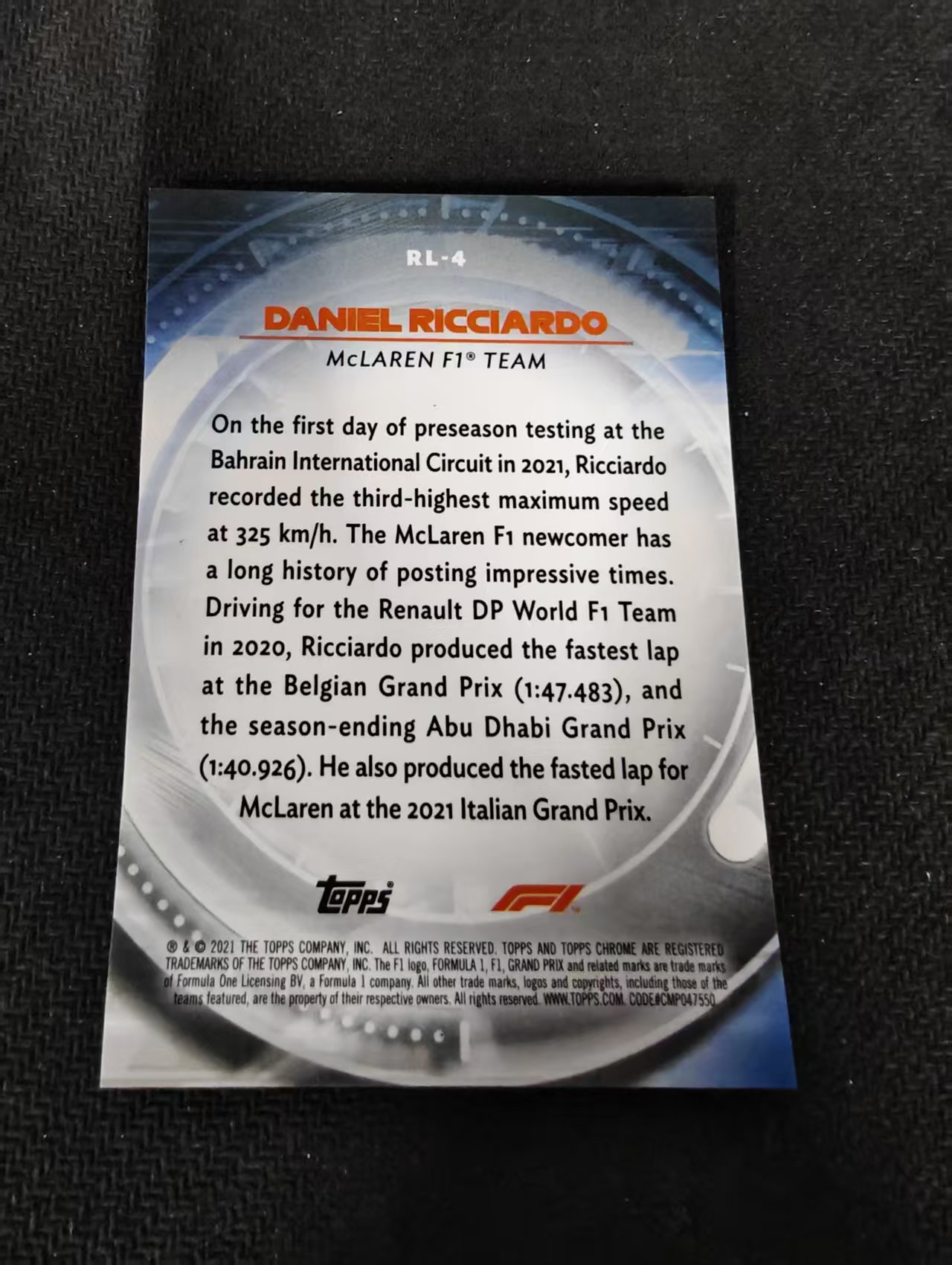 2021 Topps Chrome Daniel Ricciardo F1 银折 red liners 特卡 里卡多 划痕 边角瑕疵 #4