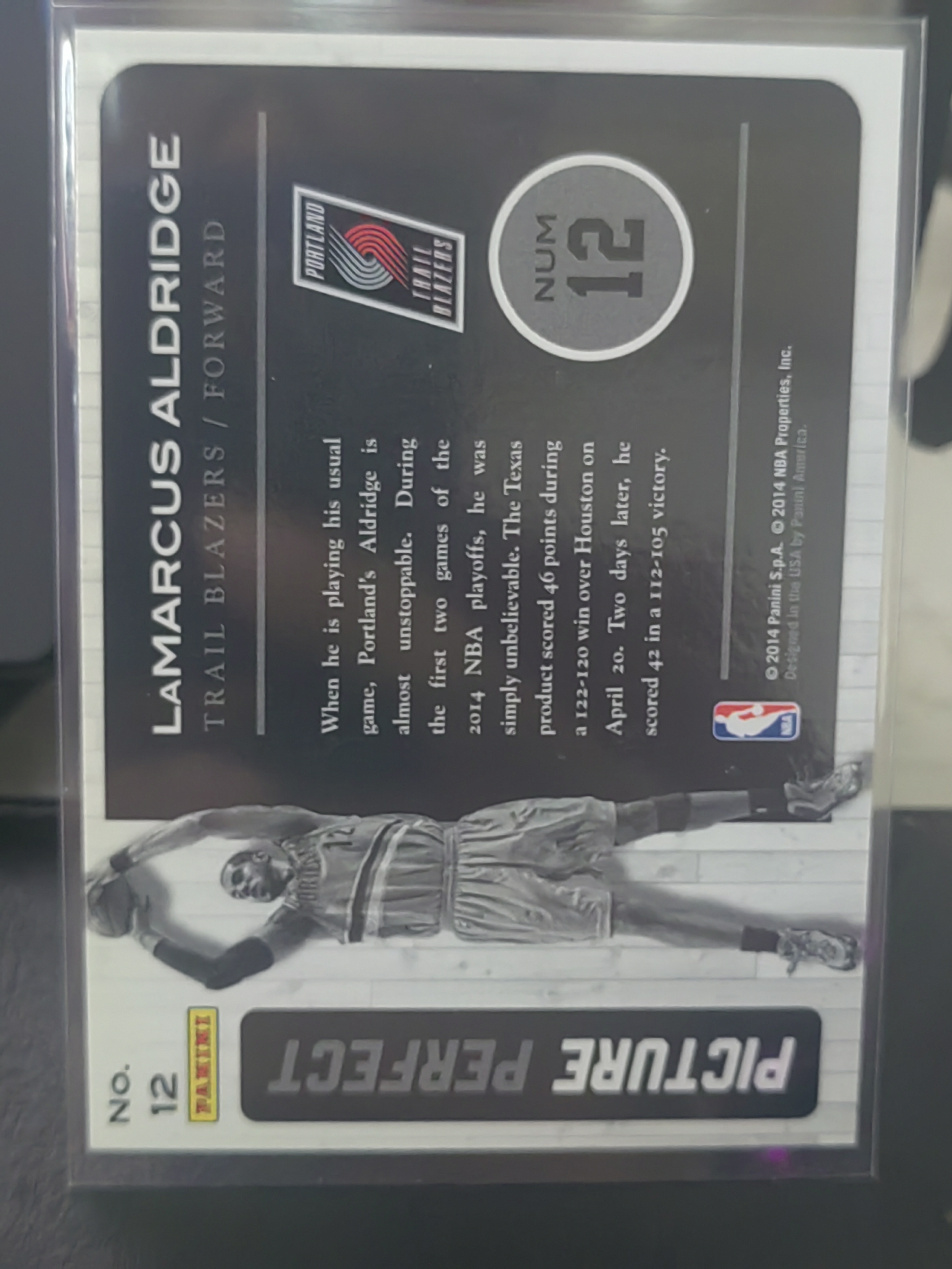 2014-15 Panini S.p.A LaMarcus Aldridge 中雅图 拉玛库斯 阿尔德里奇 大头 开拓者 篮 白边白角 不保卡品 卡品如图