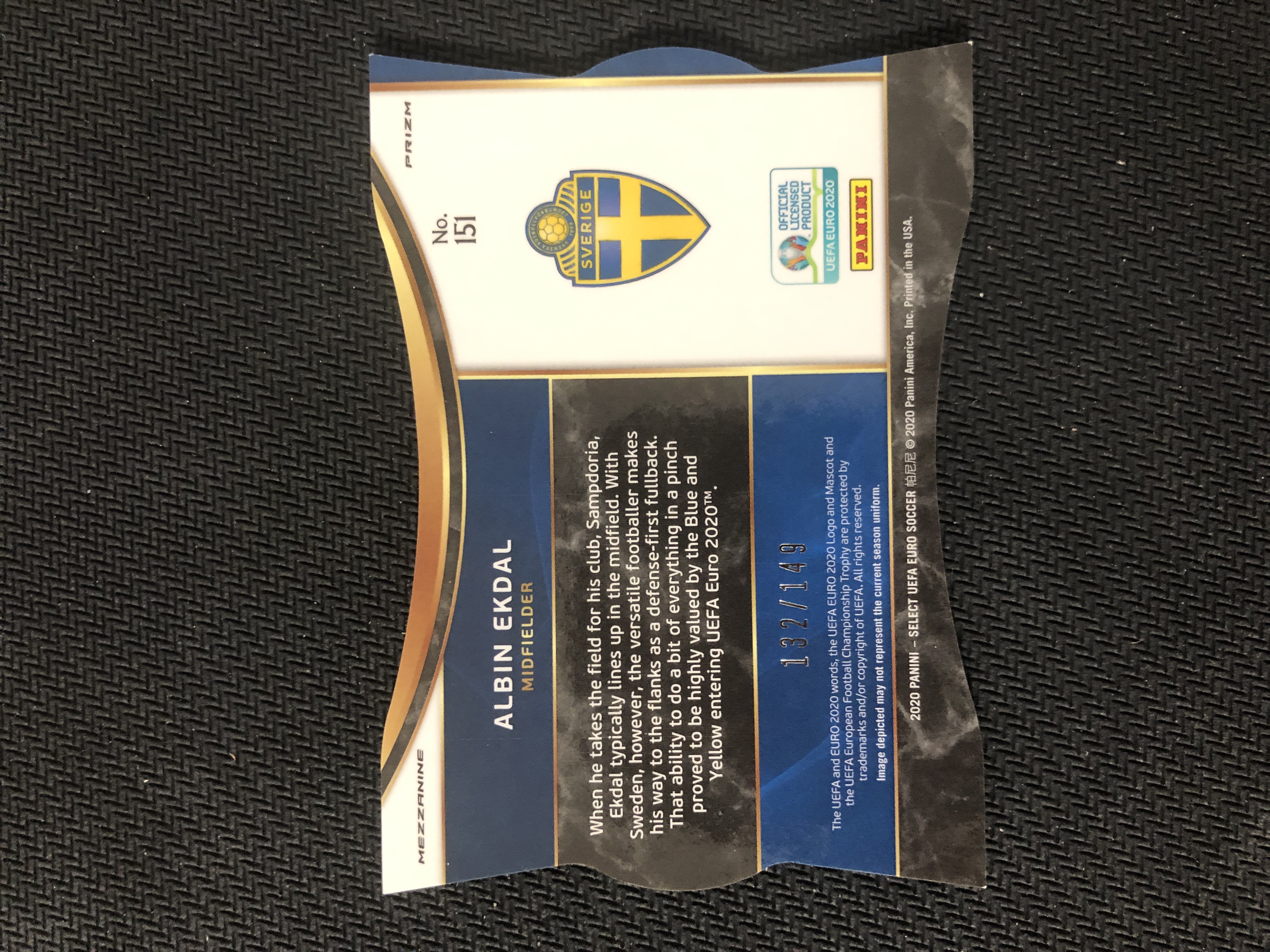 2020 Panini Select Albin Ekdal 埃克达尔 瑞典 欧洲杯 绿折 异形 132/149编 瑕疵看图 (MFC)