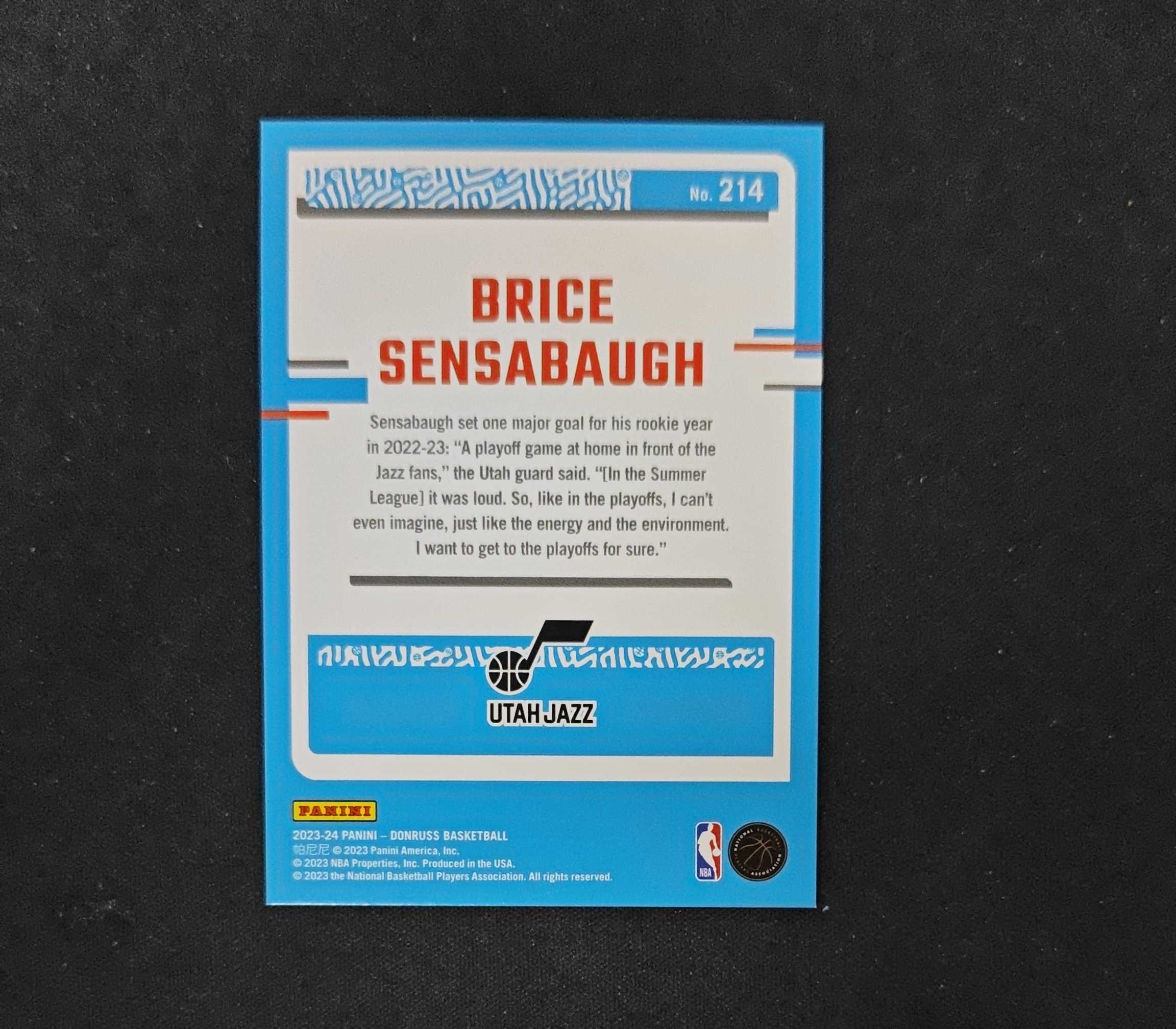 2023-24 Panini Donruss Brice Sensabaugh RC 【SC拍卖】杜蕾斯 新秀 爵士 森萨博 35/88编 红烟花 收藏必备(我科)