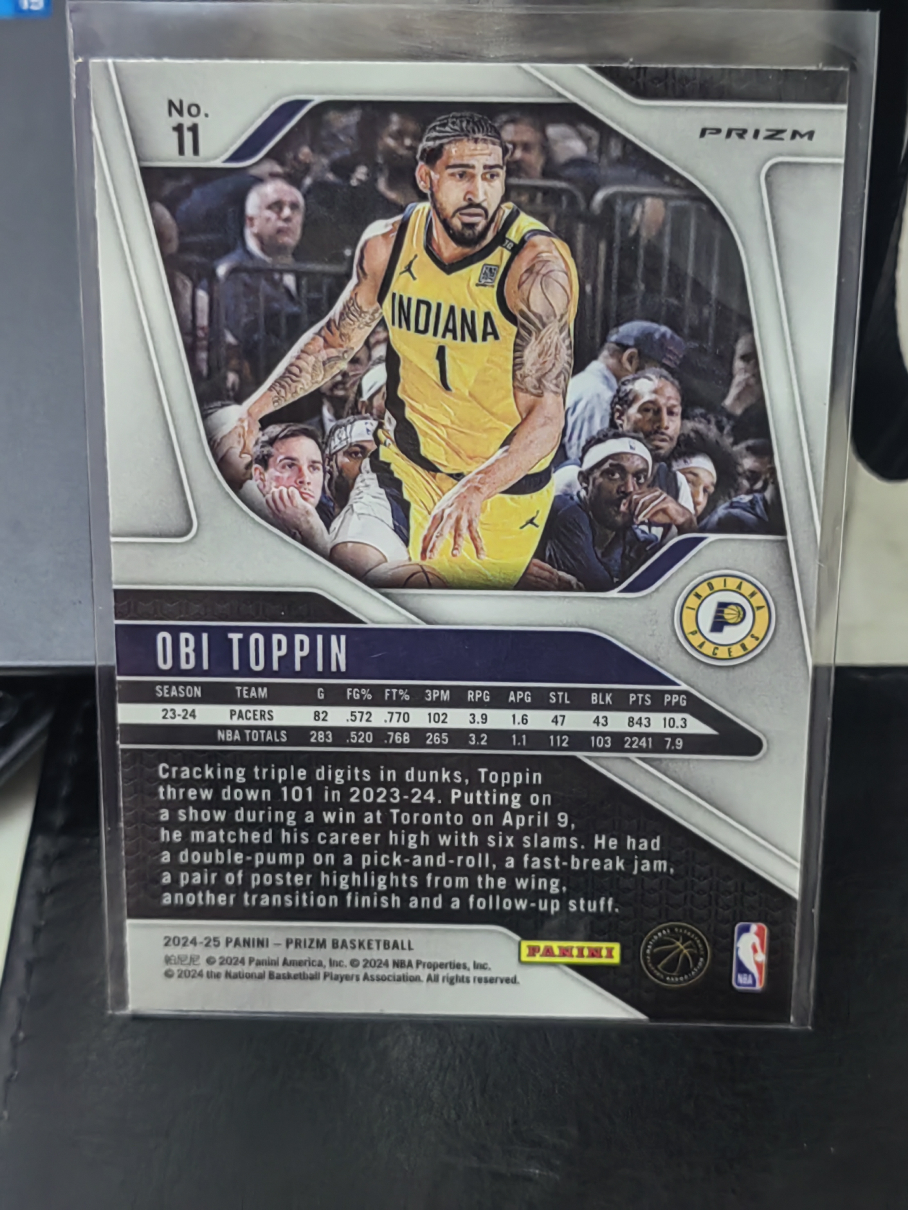 2024-25 Panini Prizm Obi Toppin PZ 红波纹折 奥比托平 步行者 篮 白边白角 不保卡品 卡品如图
