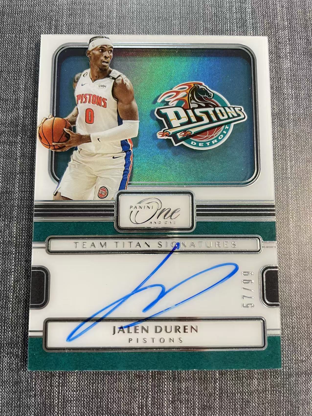 2022-23 Panini One and One Jalen Duren 杰伦 杜伦 活塞 限量99编 签字 卡签 签名卡 品墨如图