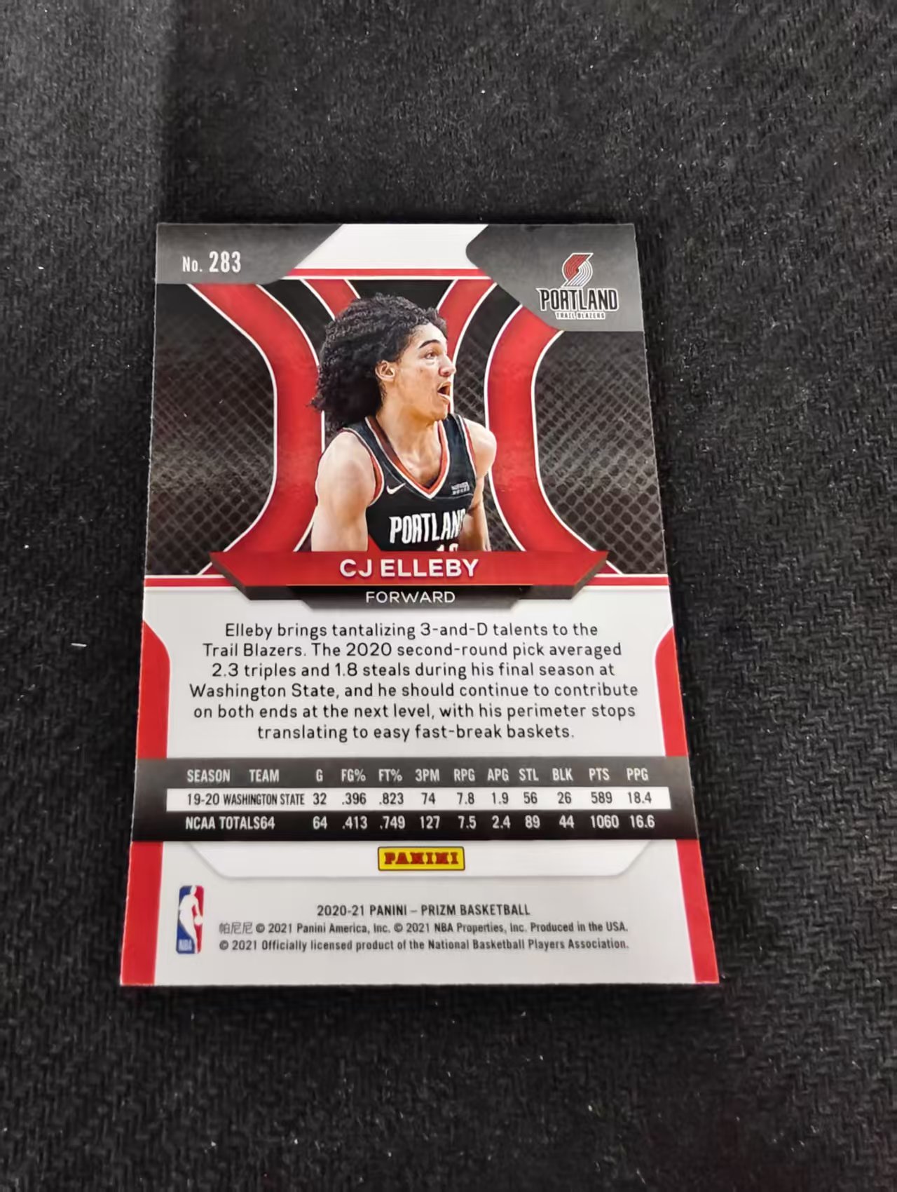 【可合并,不累计】2020-21 Panini Prizm CJ Elleby RC CJ 爱勒比 开拓者 RC 新秀 pz 划痕 边角瑕疵 #283
