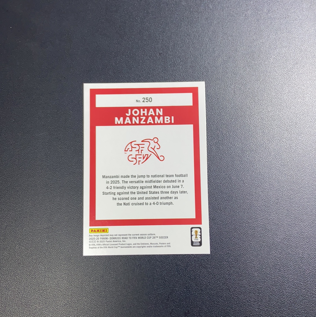 【小牛代拍】2025-26 Panini Donruss Johan Manzambi RC 杜蕾斯 世界杯之路 约翰 曼赞比 瑞士 新秀 d版 卡品如图(楚哥)