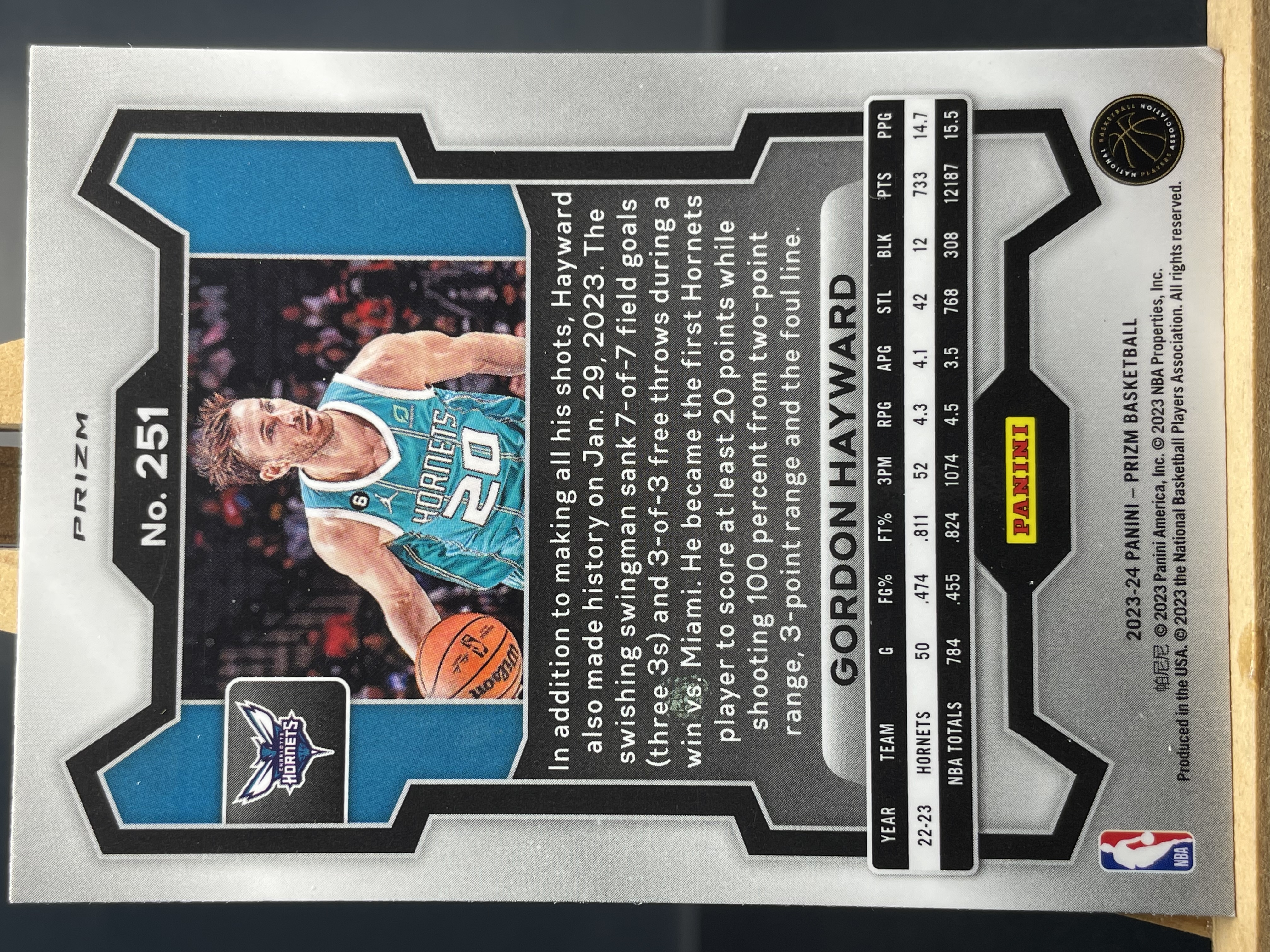 (B2) 2023-24 PANINI PRIZM 银折 戈登 海沃德 黄蜂 近期大热球星 收藏凑套必备 卡品如图!!!