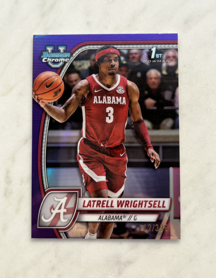 2025 Topps Chrome Latrell Wrightsell RC 拉特尔 赖特塞尔 1st紫折 /399 生涯的第一版卡 阿拉巴马 未来可期 专收必备