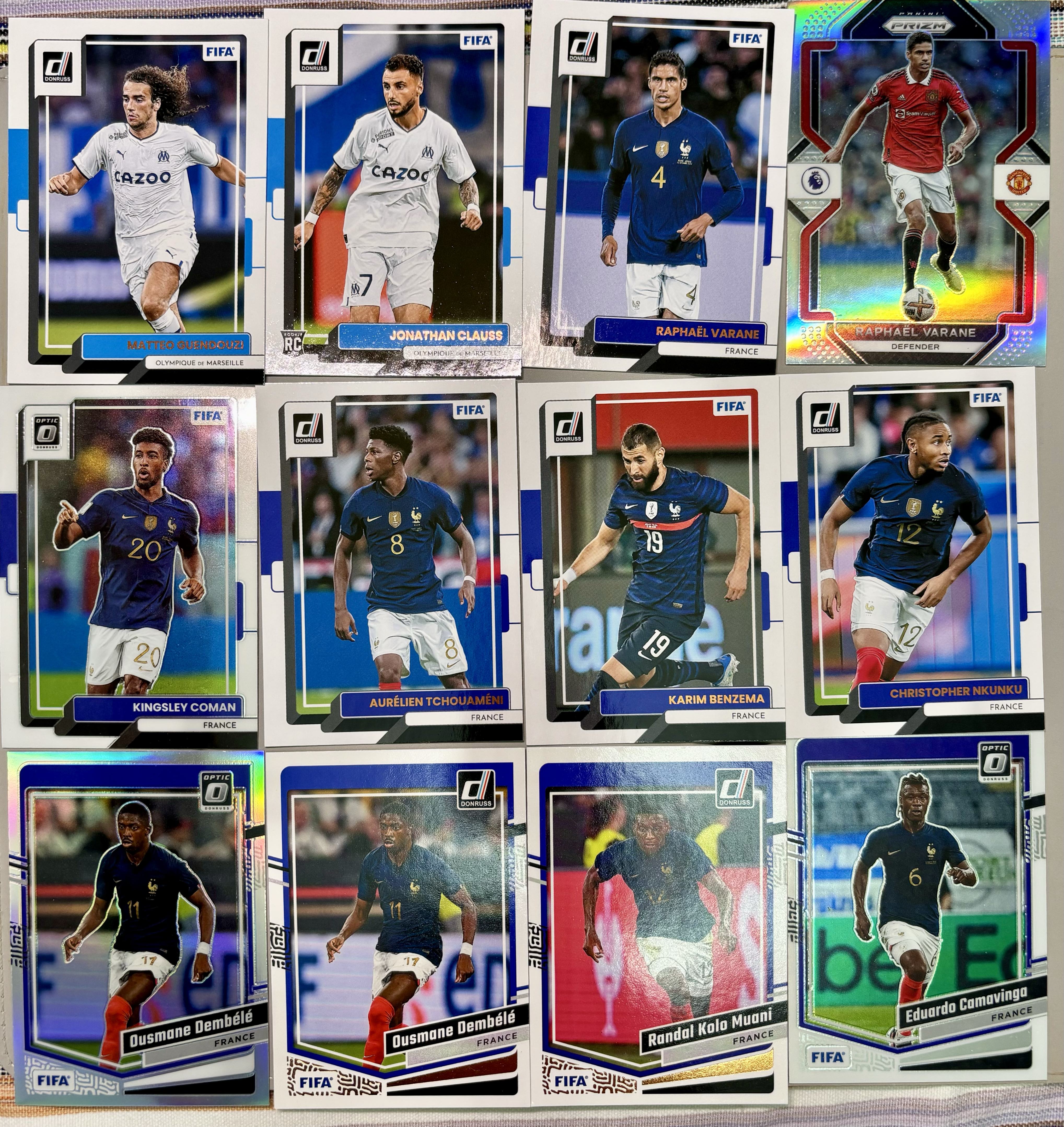 2022-23 Panini Donruss 多人 FIFA 法國隊 克勞斯 貢多齊 瓦拉內 科曼 楚阿梅尼 本澤馬 恩昆庫 穆阿尼 登貝萊 卡馬文加 一圖打包 lot 卡品如圖 收藏必備 #C11