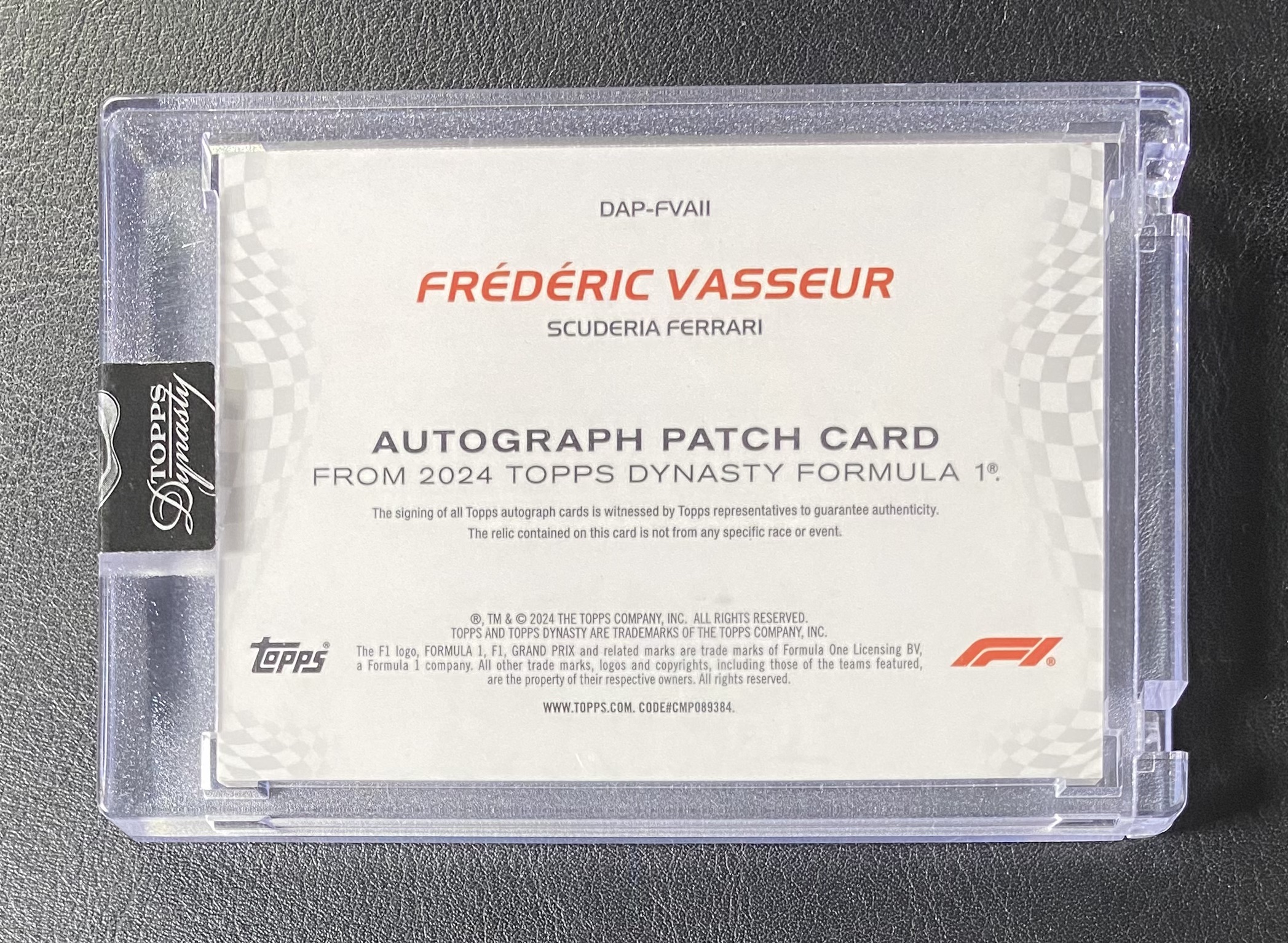 2024 Topps Dynasty 王朝 F1 Frederic Vasseur 法拉利 瓦塞尔 5编 暴力切割Patch签字 卡签 PA ...