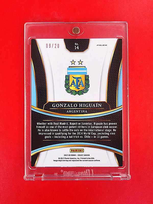 2017-18 panini Select 冈萨洛·伊瓜因 (( 9/20 同背号 等同1/1 迷彩折 品好,搏psa10分 )) ebay 奇迹