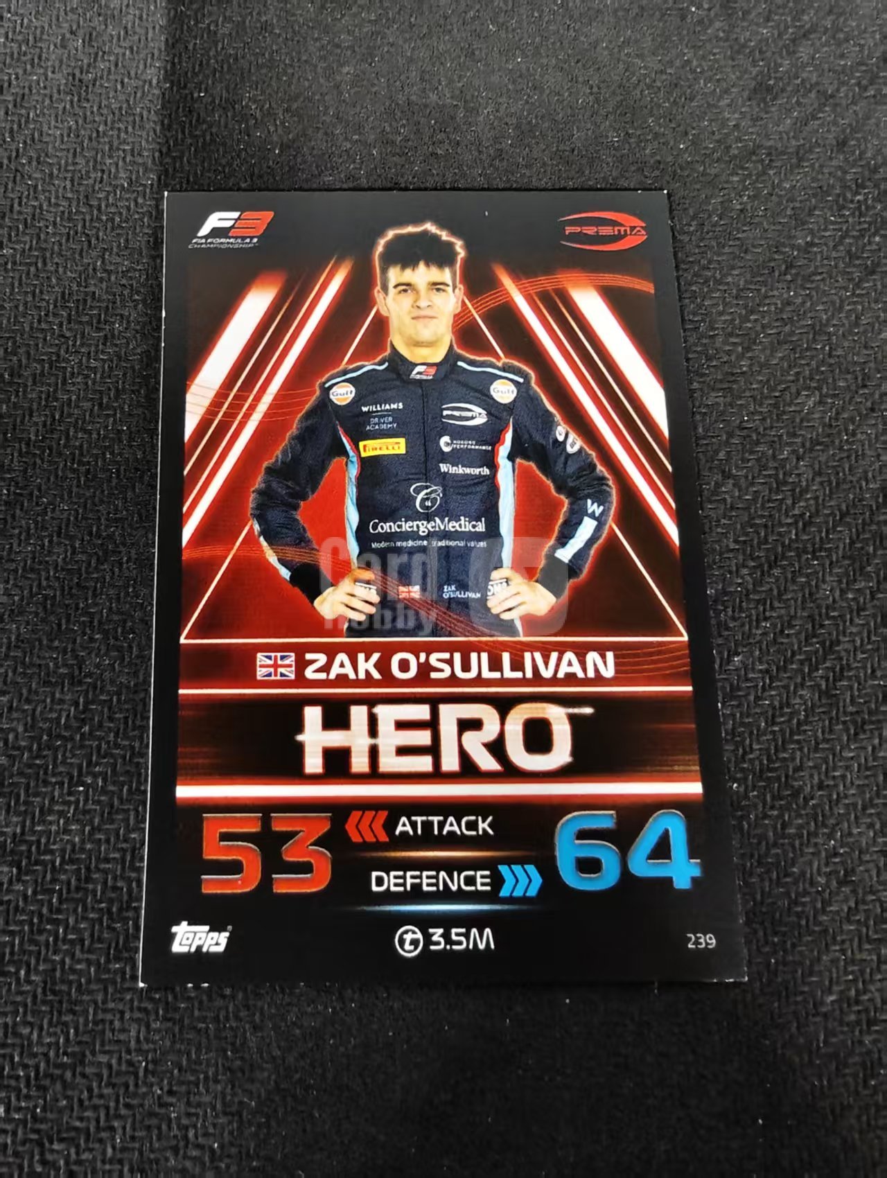 2023 Topps Turbo attax F1 Zak O'Sullivan 扎克 奥沙利文 F3 游戏版 划痕 边角瑕疵 #239