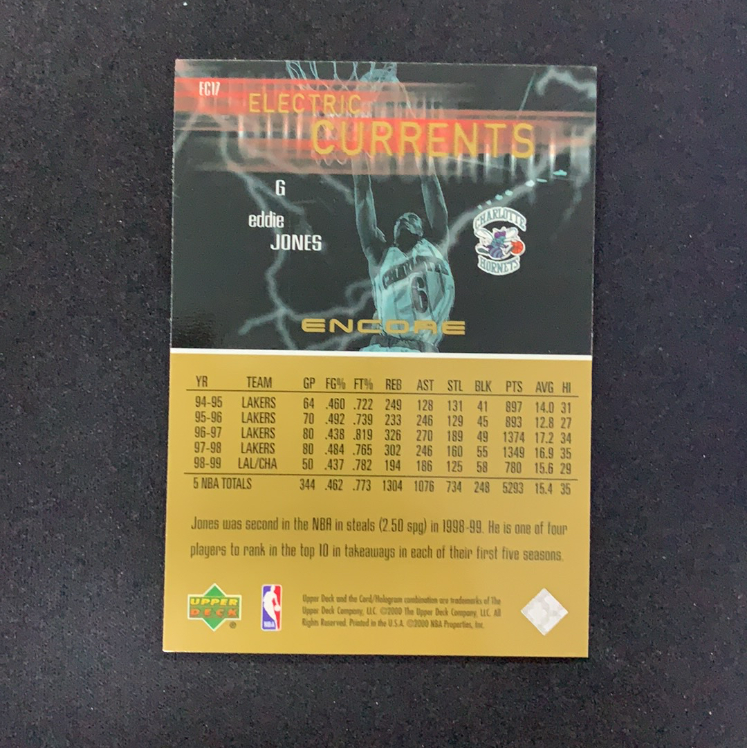 2000 Upper Deck Electric currents Eddie Jones 【SC拍卖】黄蜂 埃迪琼斯 高压电 闪电特卡 经典老特 折射 收藏必备(兔哥)