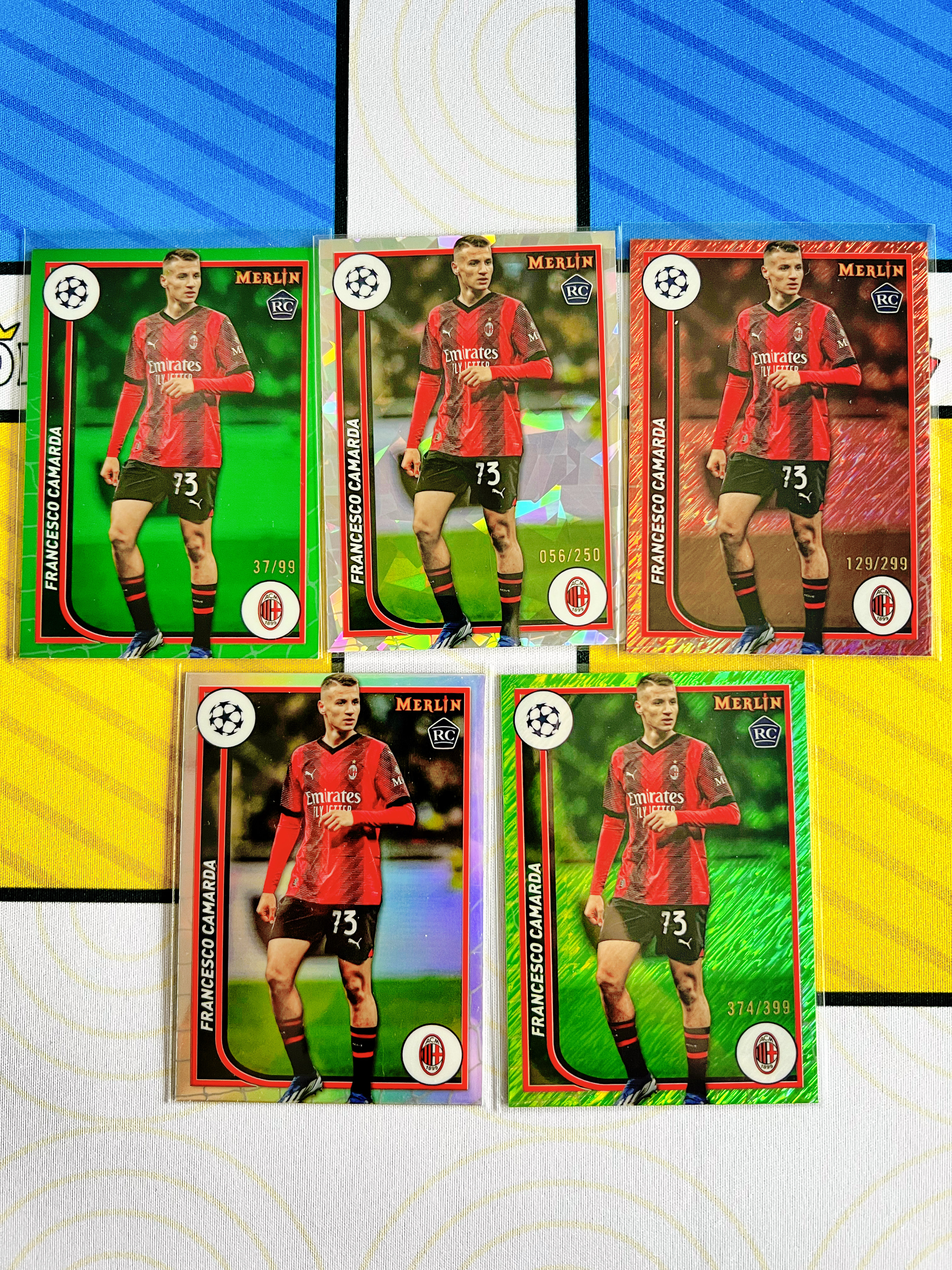 【顶尖卡社】2024 Topps Merlin Chrome Camarda 梅林 欧冠 AC米兰 卡马尔达 新秀RC 99/250/299/399编+银折 一图5张打包 lot不保卡品【码头】